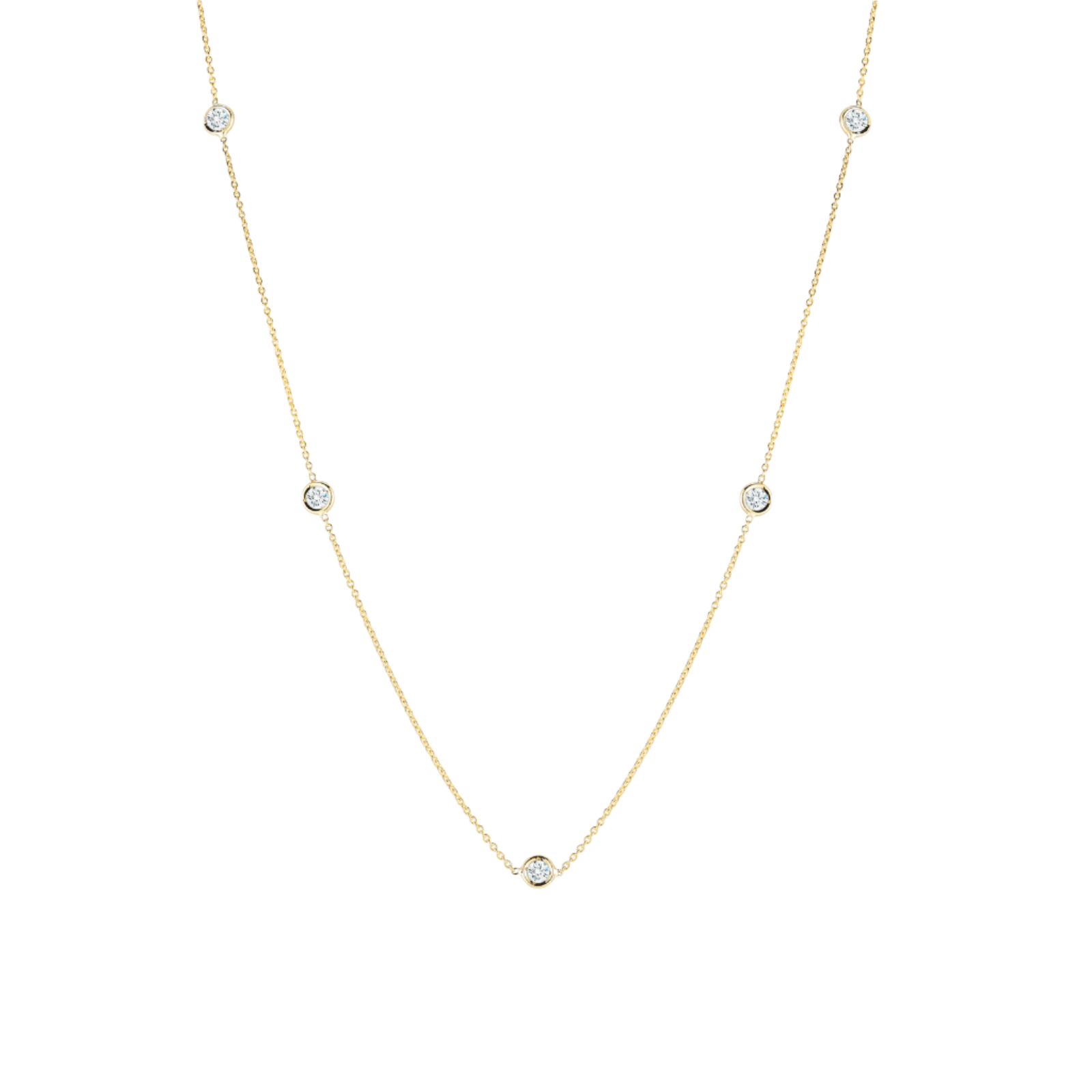 18KY Gold Diamonds By The Inch 5 Station Necklace