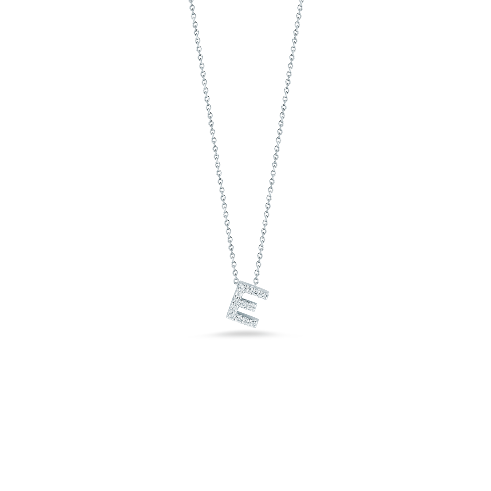 18KW Gold Tiny Treasures Diamond Love Letter 'E' Necklace