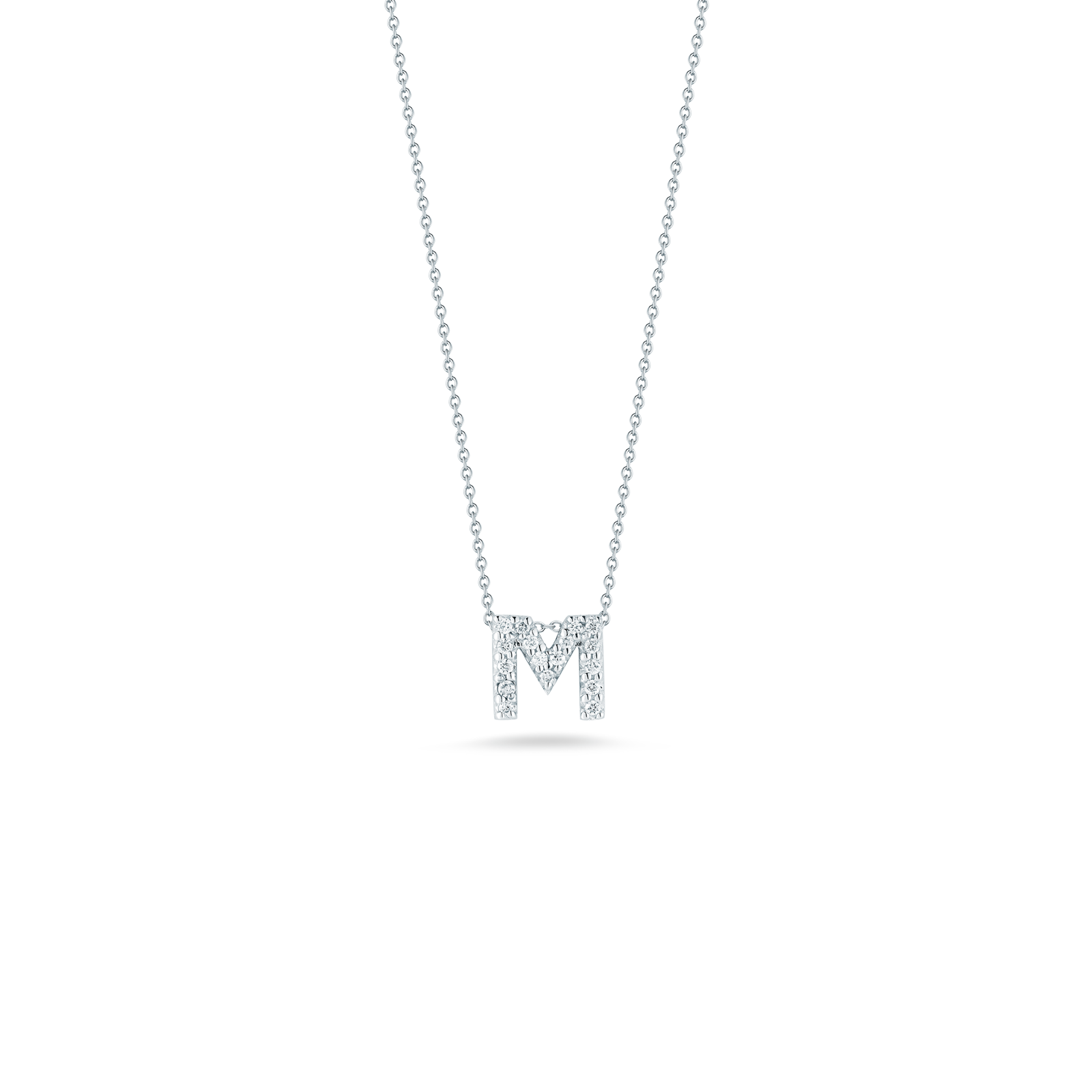 18KW Gold Tiny Treasures Diamond Love Letter 'M' Necklace