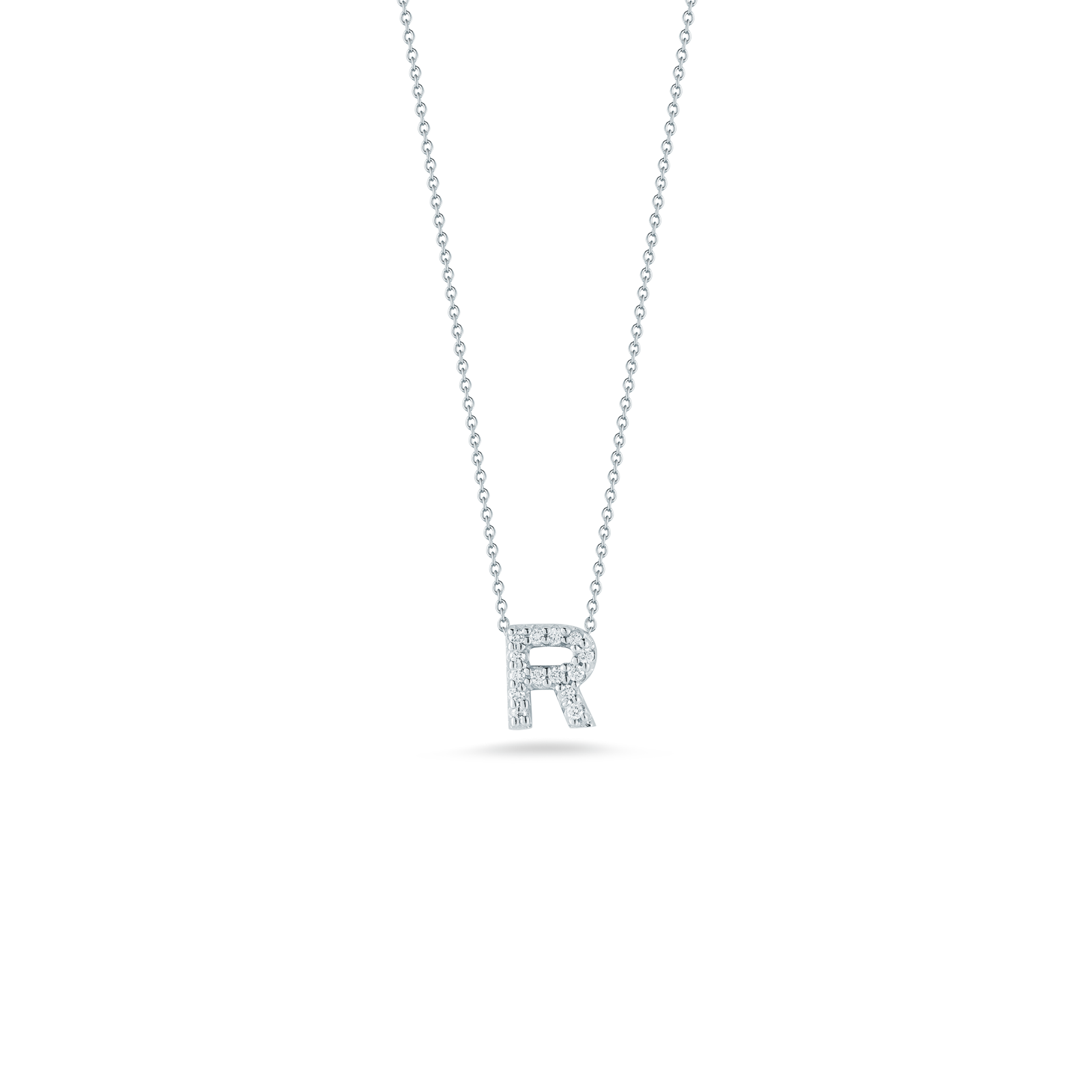 18KW Gold Tiny Treasures Diamond Love Letter 'R' Necklace