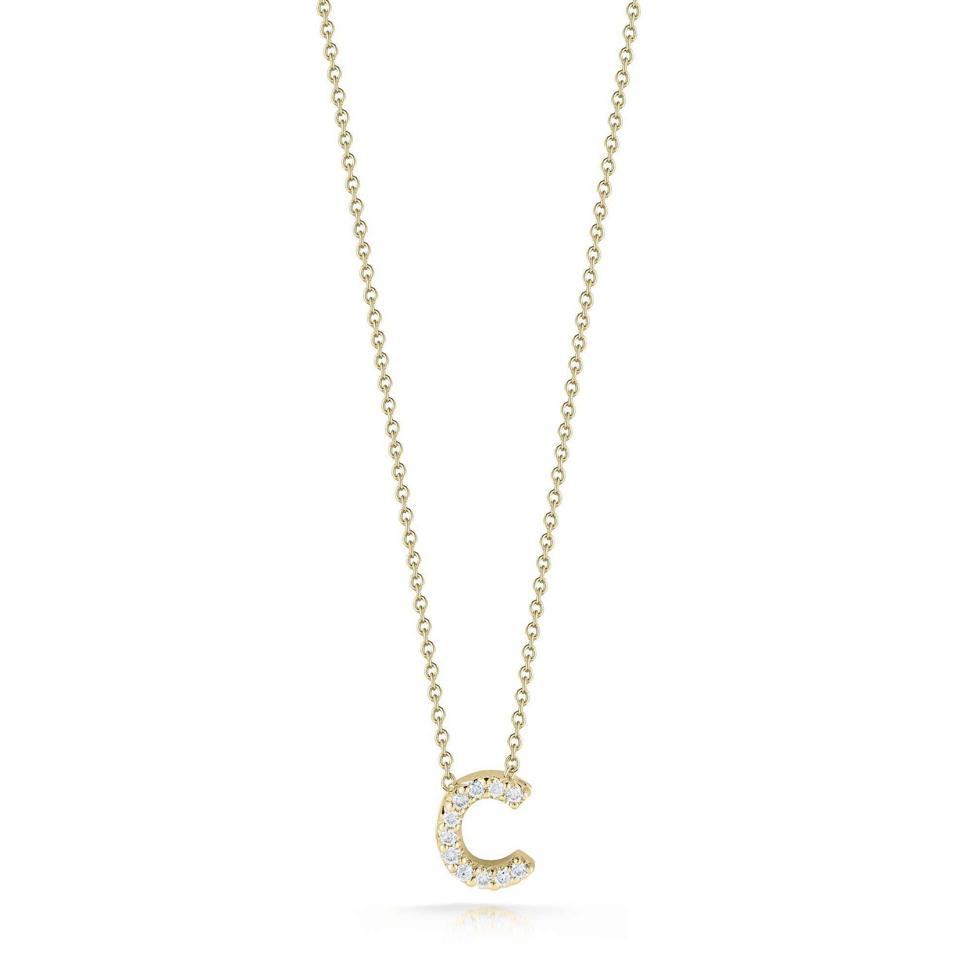 18KY Gold Tiny Treasures Diamond Love Letter 'C' Necklace