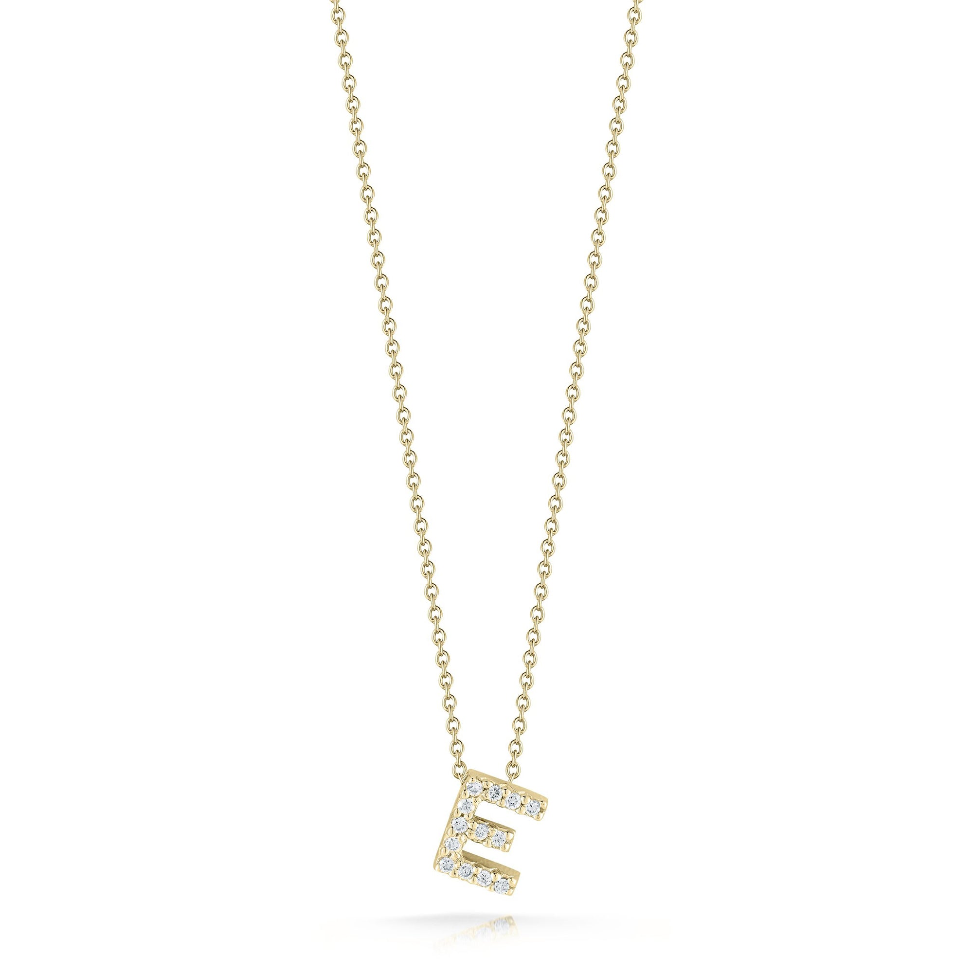 18KY Gold Tiny Treasures Diamond Love Letter 'E' Necklace