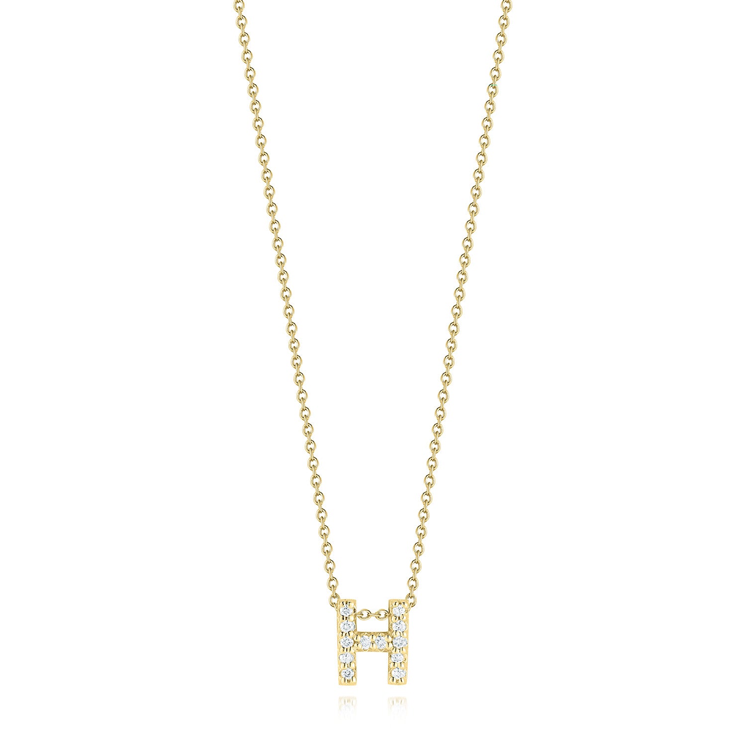 18KY Gold Tiny Treasures Diamond Love Letter 'H' Necklace