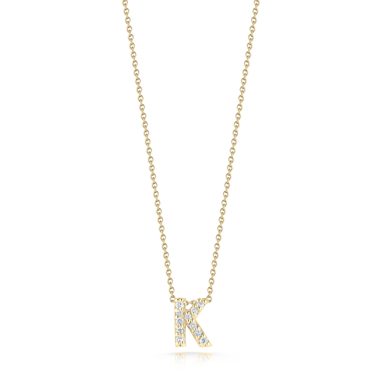 18KY Gold Tiny Treasures Diamond Love Letter 'K' Necklace