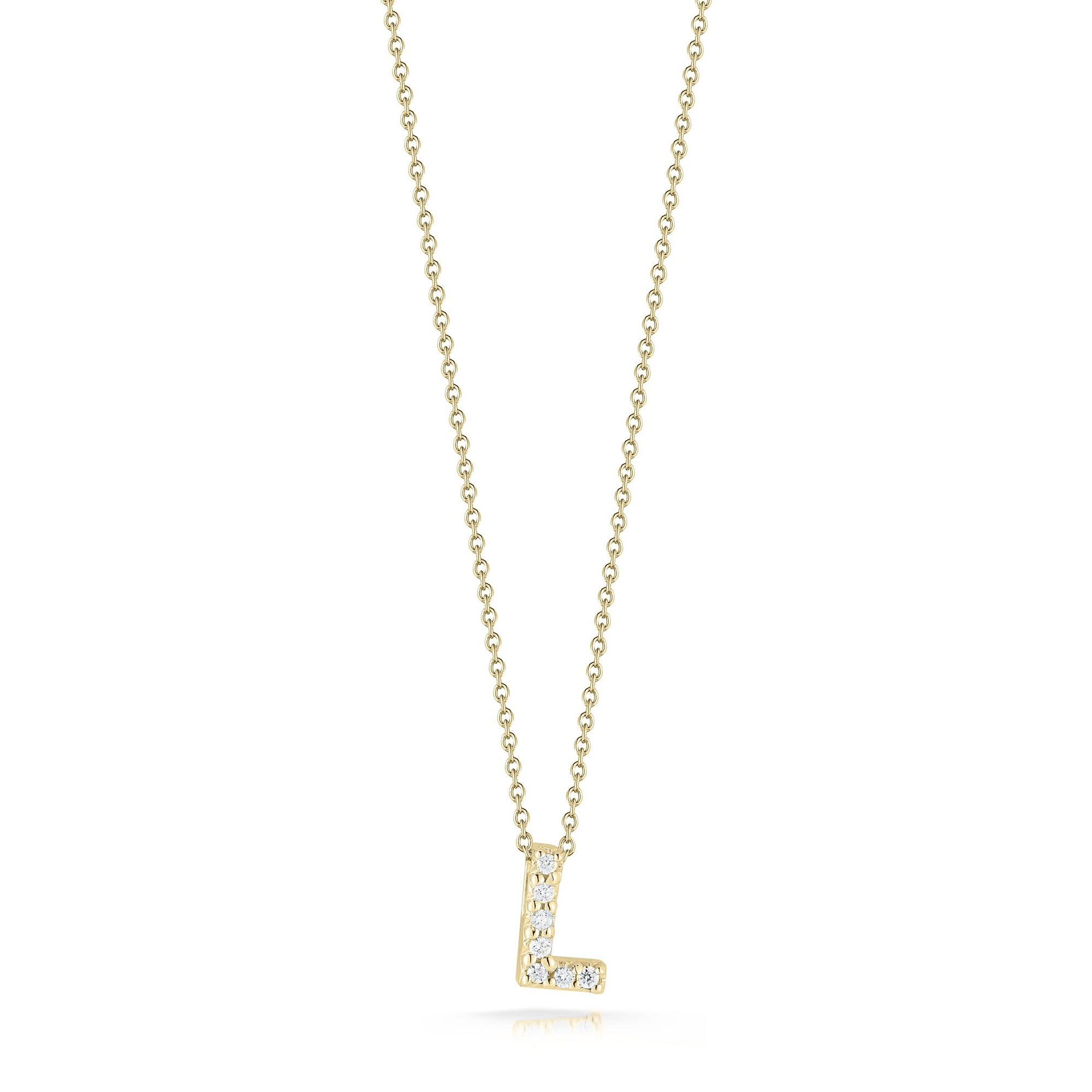 18KY Gold Tiny Treasures Diamond Love Letter 'L' Necklace