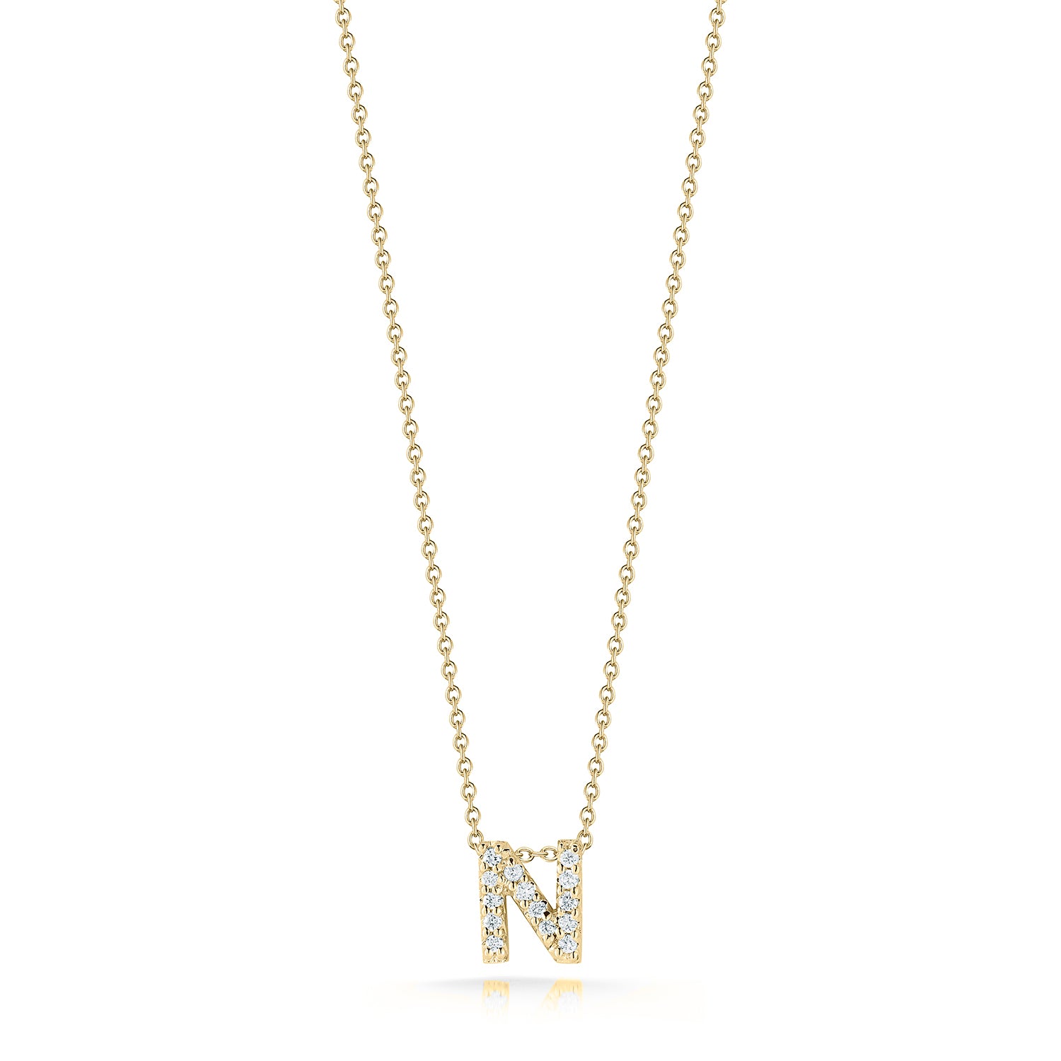 18KY Gold Tiny Treasures Diamond Love Letter 'N' Necklace