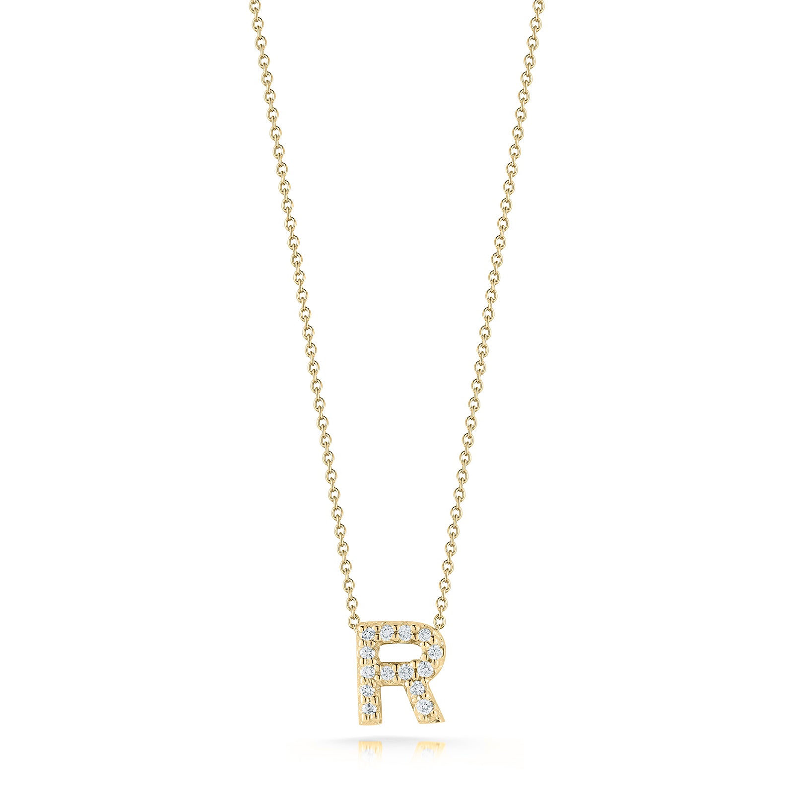 18KY Gold Tiny Treasures Diamond Love Letter 'R' Necklace