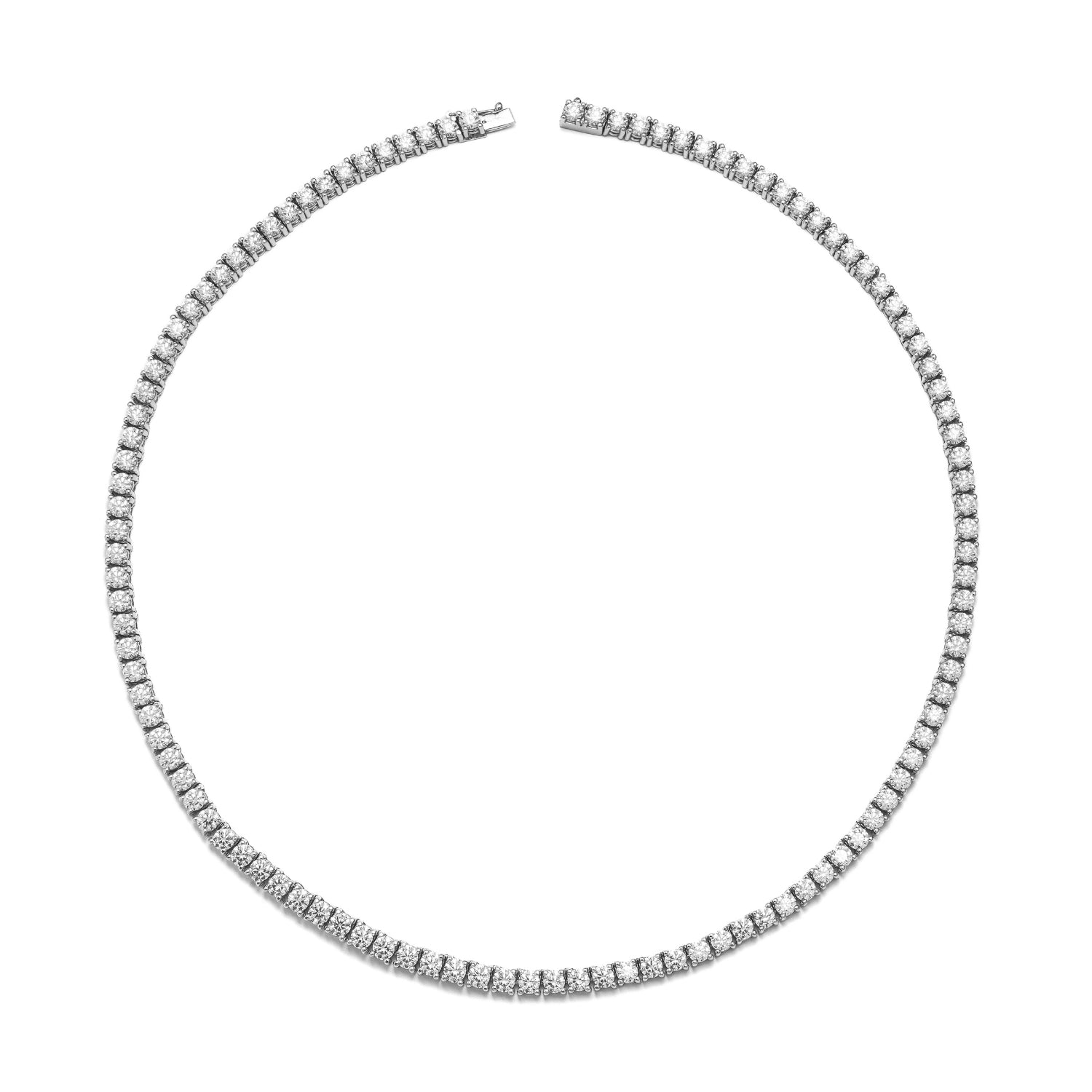 14K White Gold 17" Tennis Necklace 16.55cttw