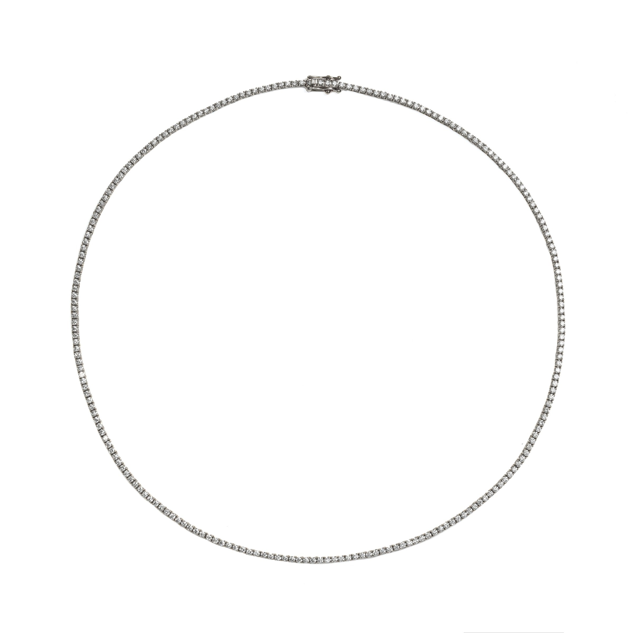 Video Thumbnail: White Gold 18 Diamond Tennis Necklace 3 - 14k White Gold 18" Slim Diamond Tennis Necklace 3.06cttw