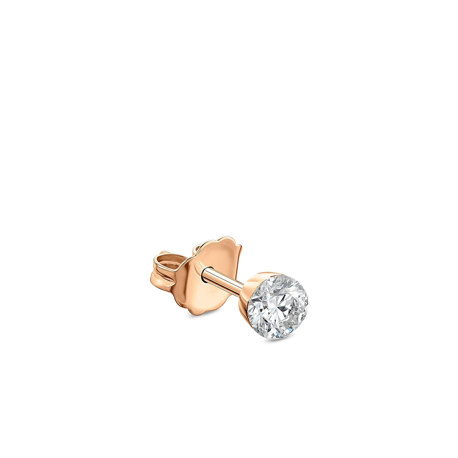 18K Rose Gold 3mm Invisible Set Diamond Stud Earring