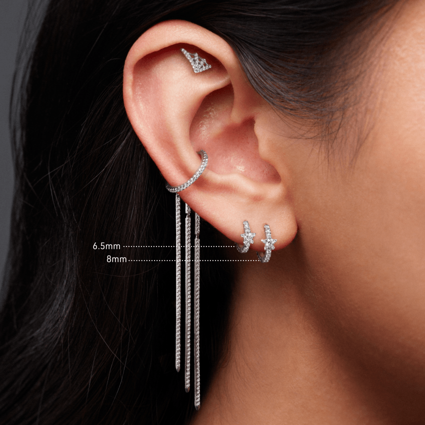 18K Rose Gold Diamond Star Eternity Hoop Earring