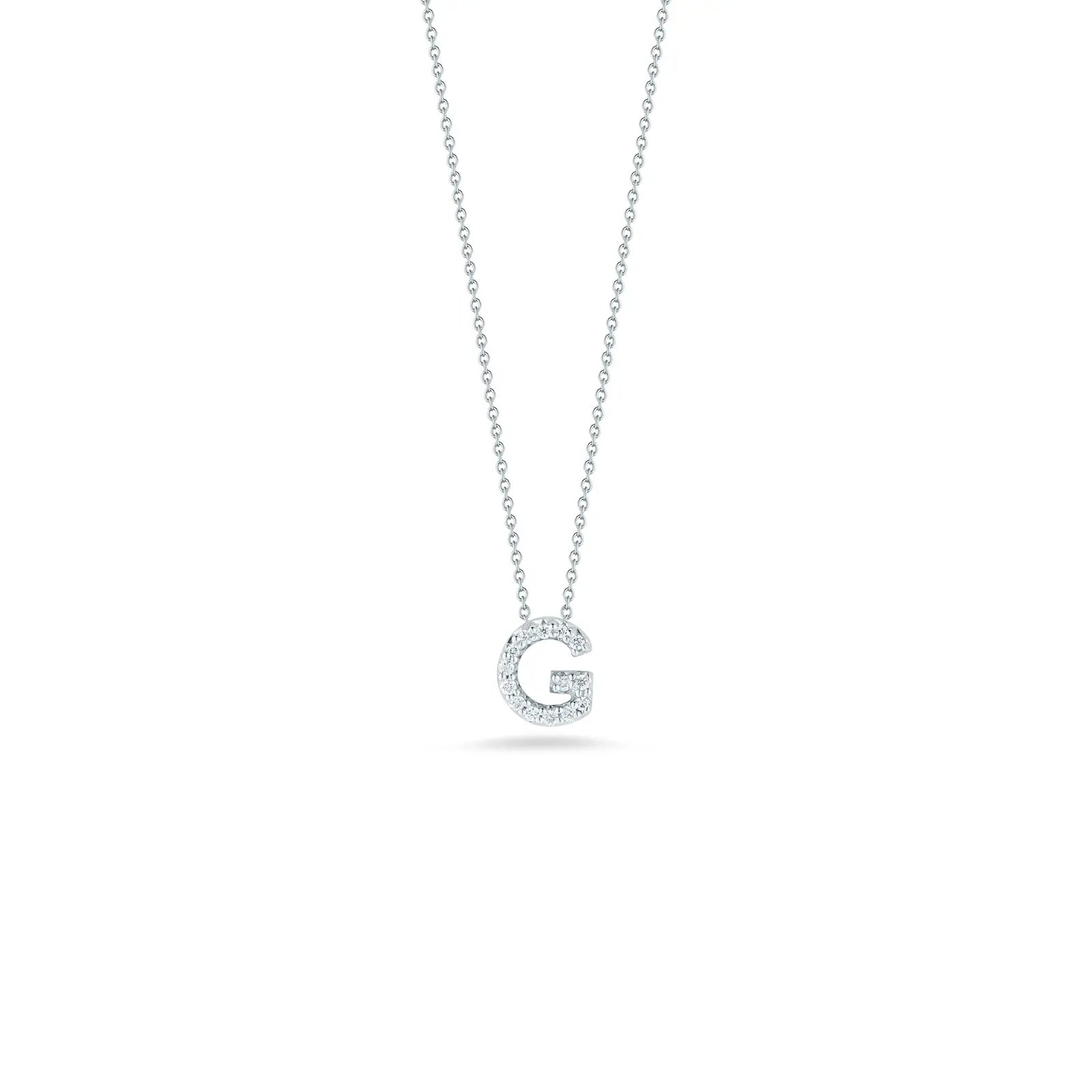 Roberto Coin 18K White Gold 18" Tiny Treasures Diamond Love Letter G Necklace 0.06 ctw