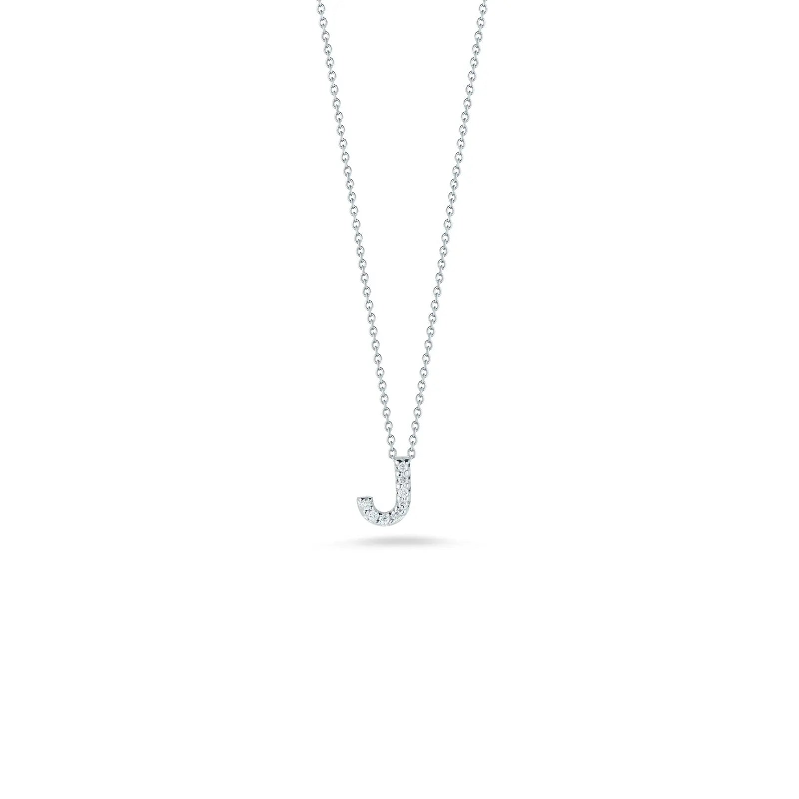 18KW Gold Tiny Treasures Diamond Love Letter "J" Necklace
