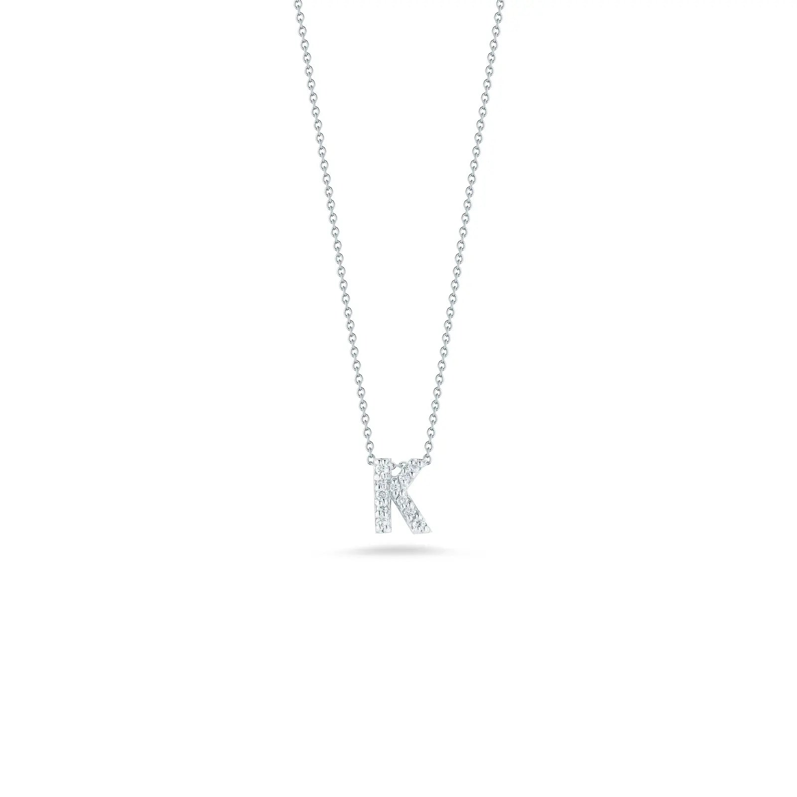 18KW Gold Tiny Treasures Diamond Love Letter "K" Necklace