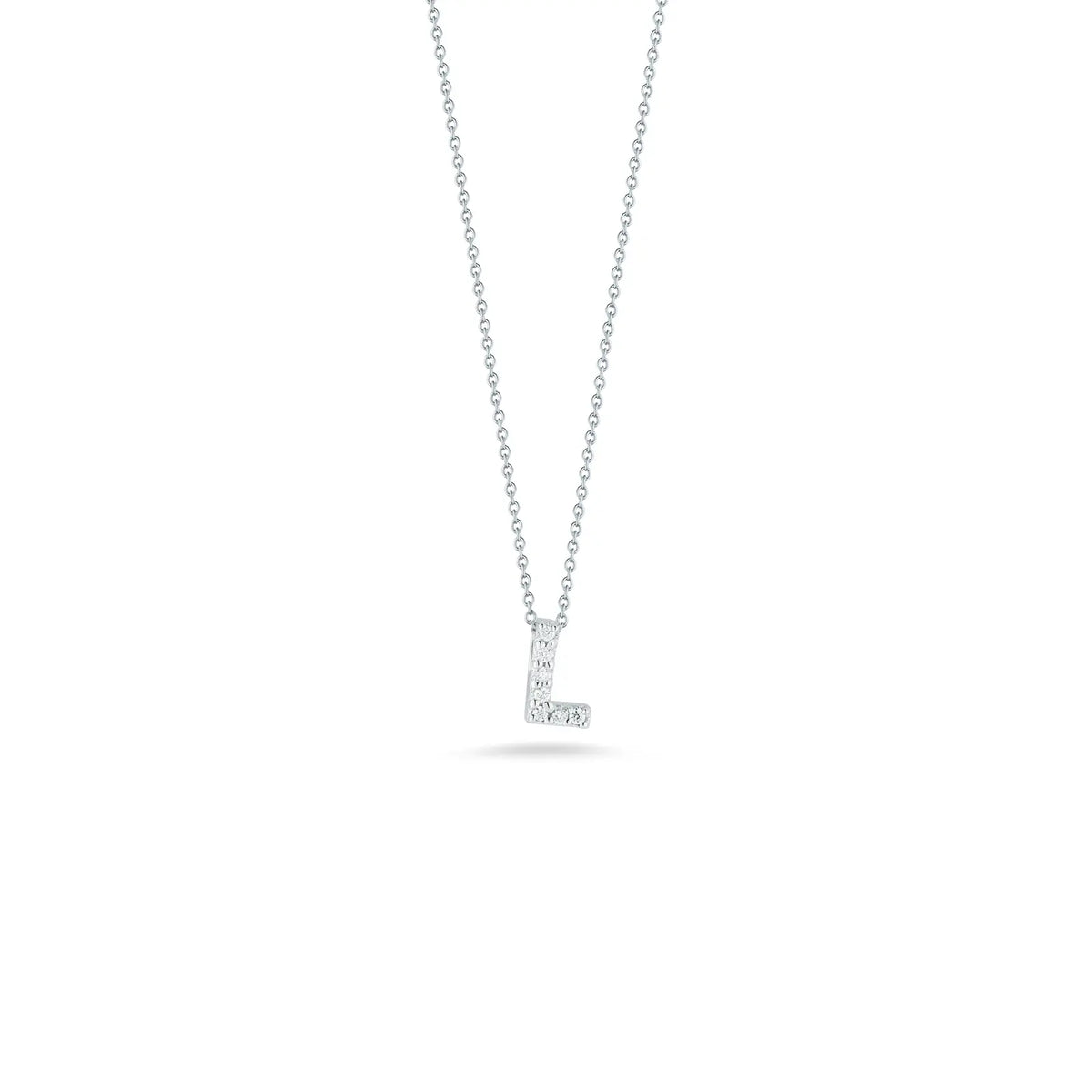 Roberto Coin 18K White Gold 18" Tiny Treasures Diamond Love Letter L Necklace 0.03 ctw