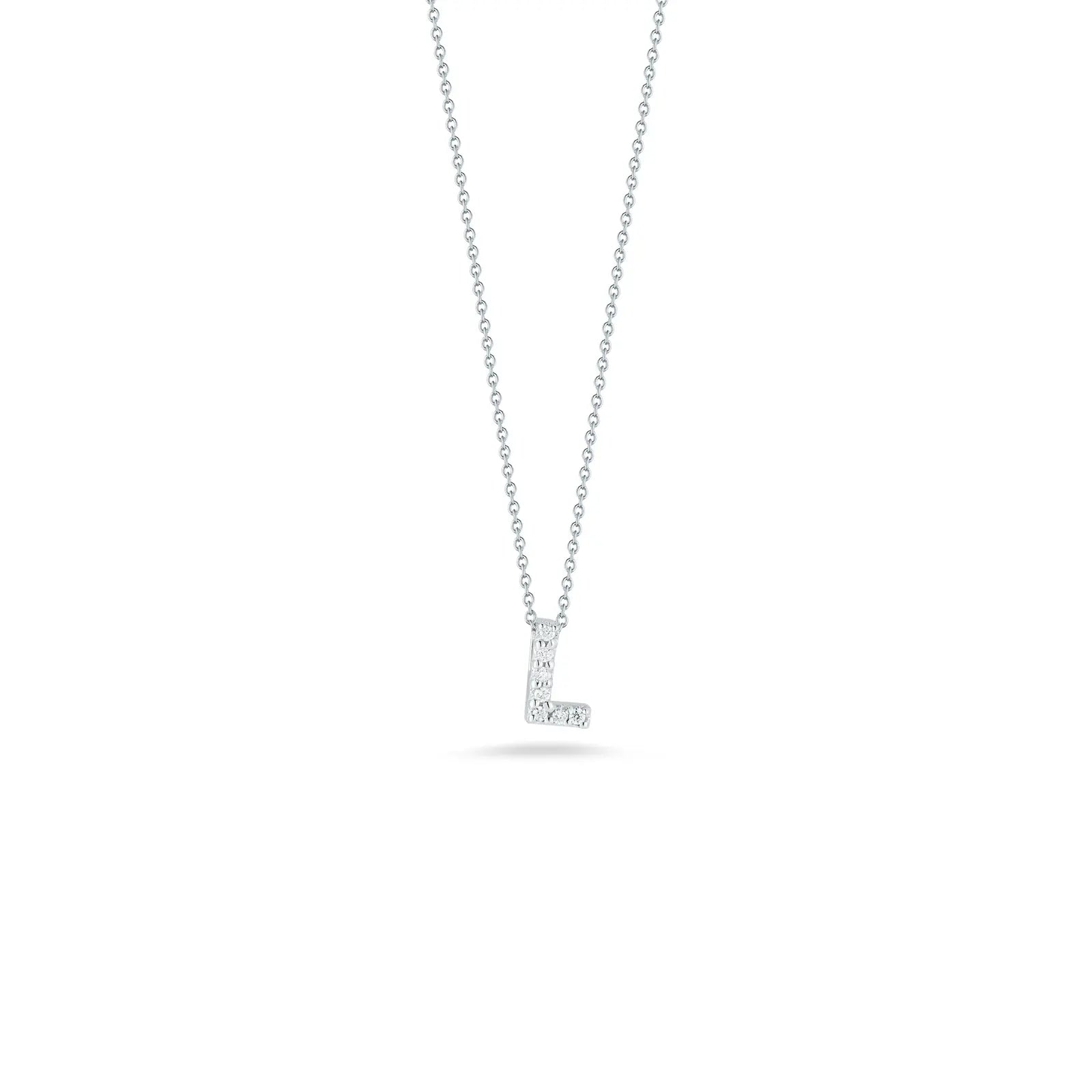 18KW Gold Tiny Treasures Diamond Love Letter "L" Necklace