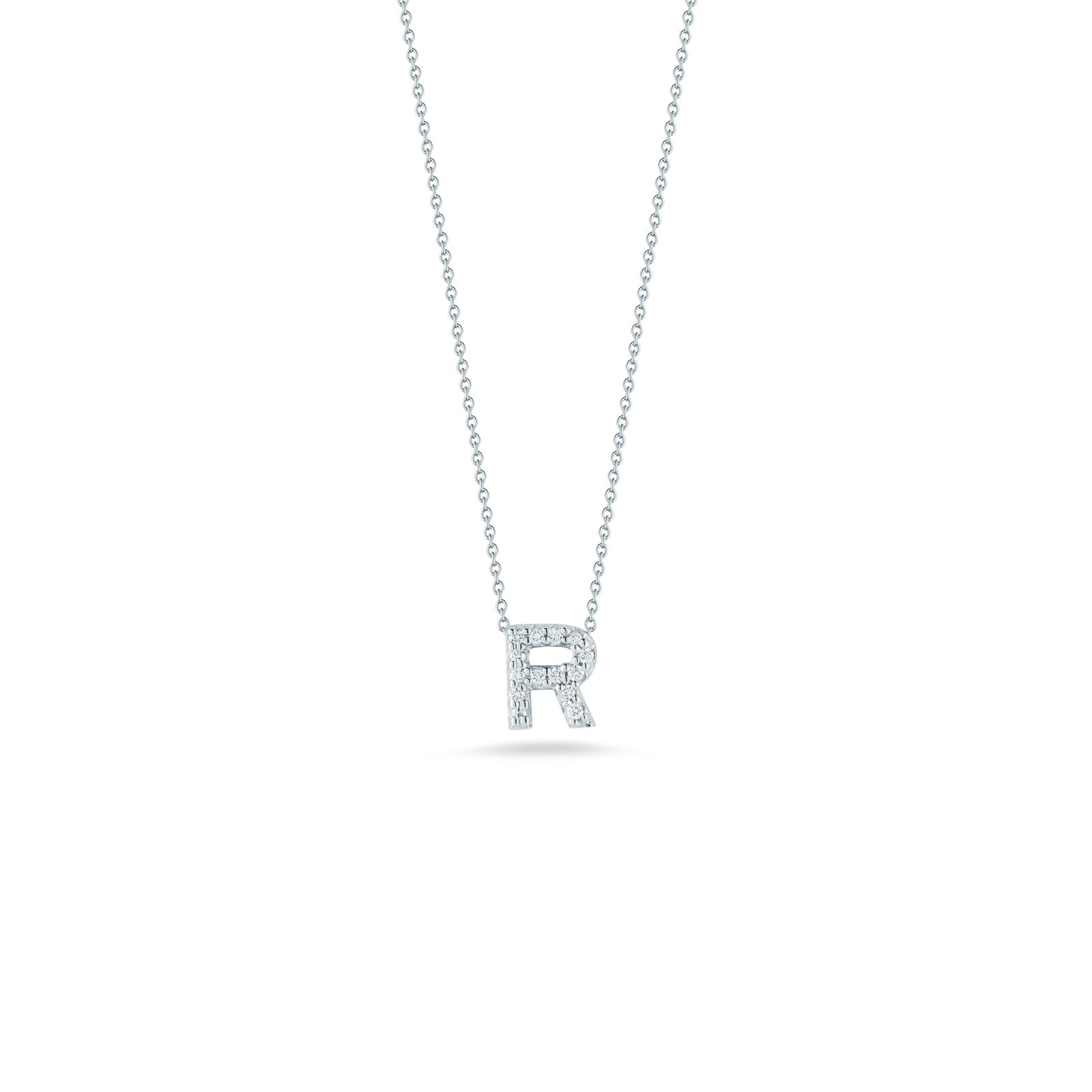 18KW Gold Tiny Treasures Diamond Love Letter "R" Necklace