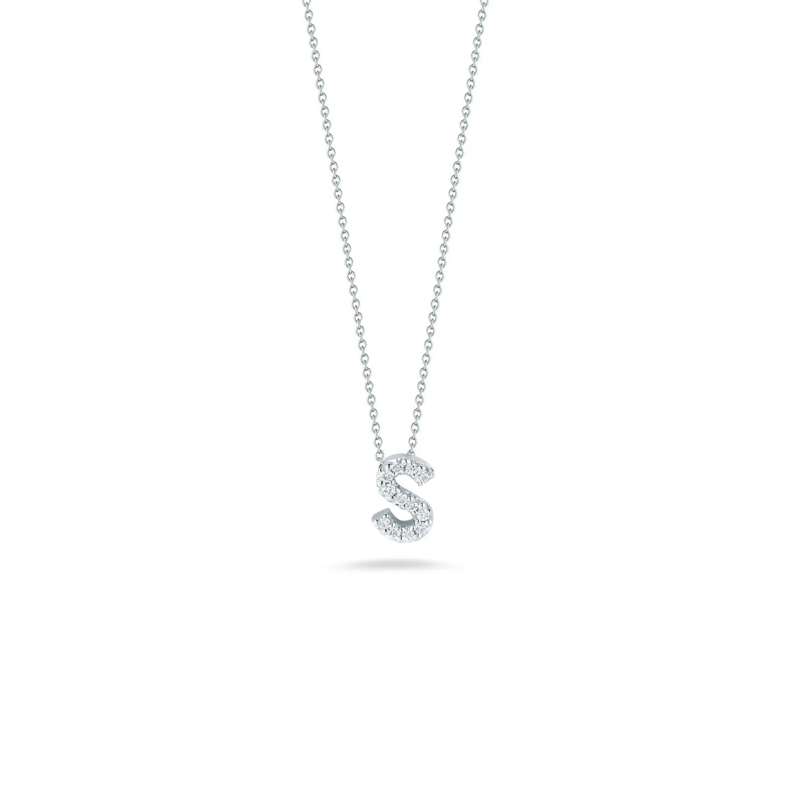 18KW Gold Tiny Treasures Diamond Love Letter "S" Necklace