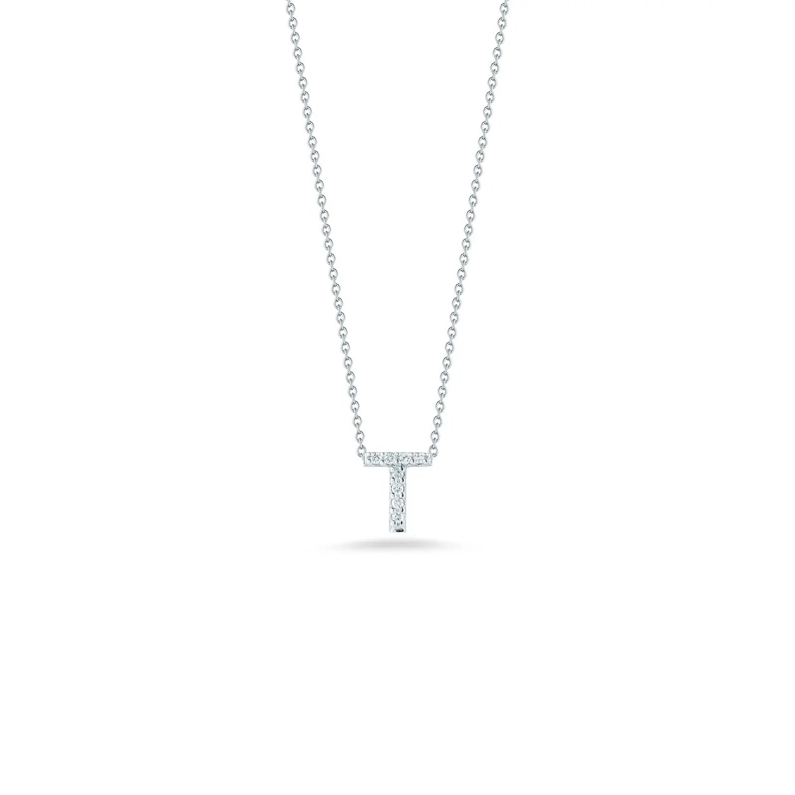 18KW Gold Tiny Treasures Diamond Love Letter "T" Necklace