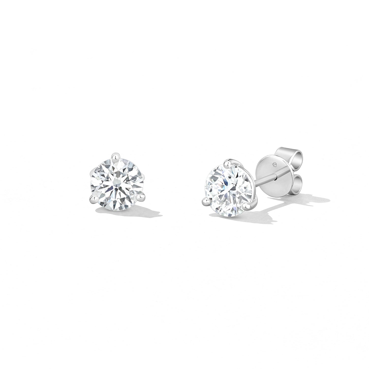 18K White Gold Three-Prong Stud Earring (1.02CTW)