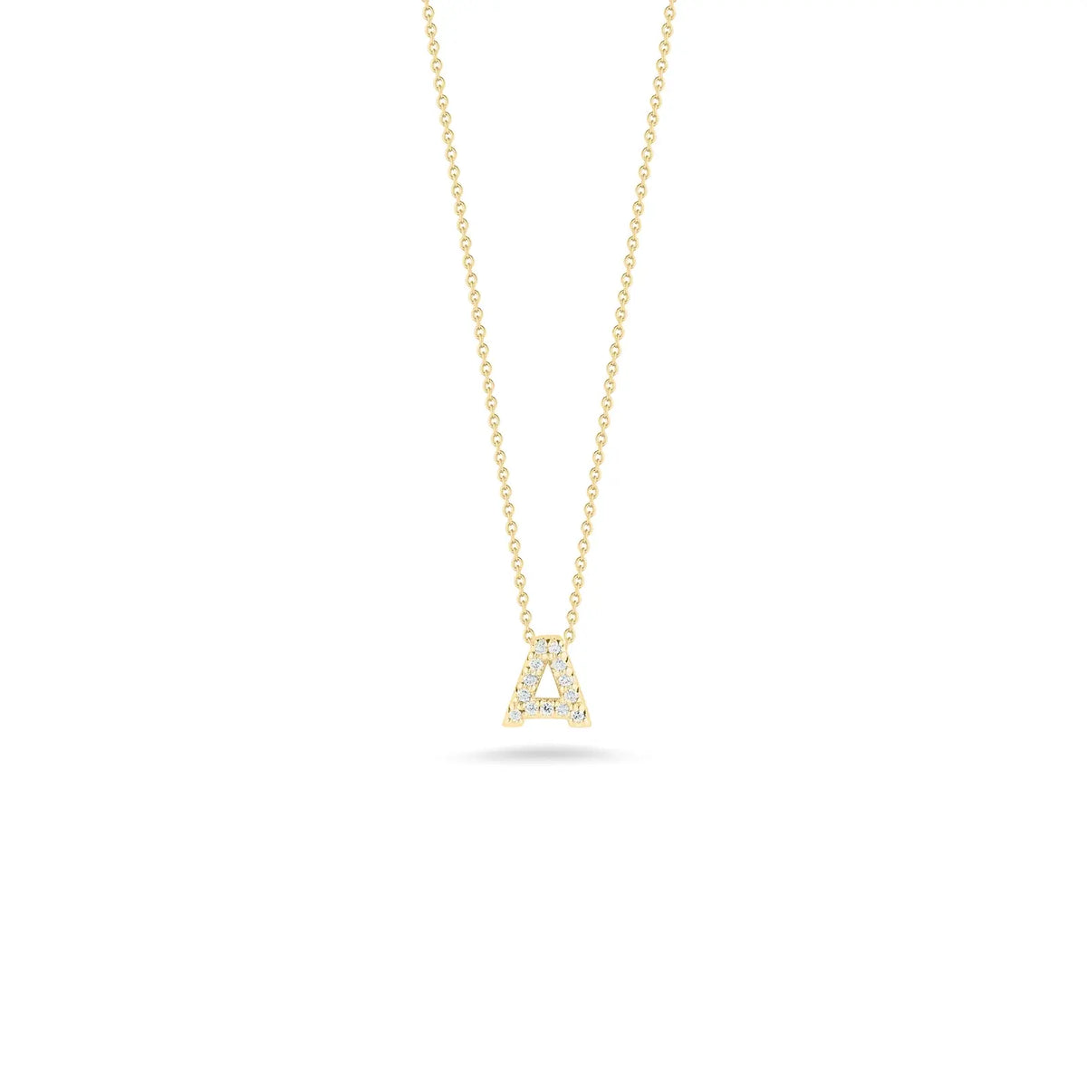 Roberto Coin 18K Yellow Gold 18" Tiny Treasures Diamond Love Letter A Necklace 0.06 ctw