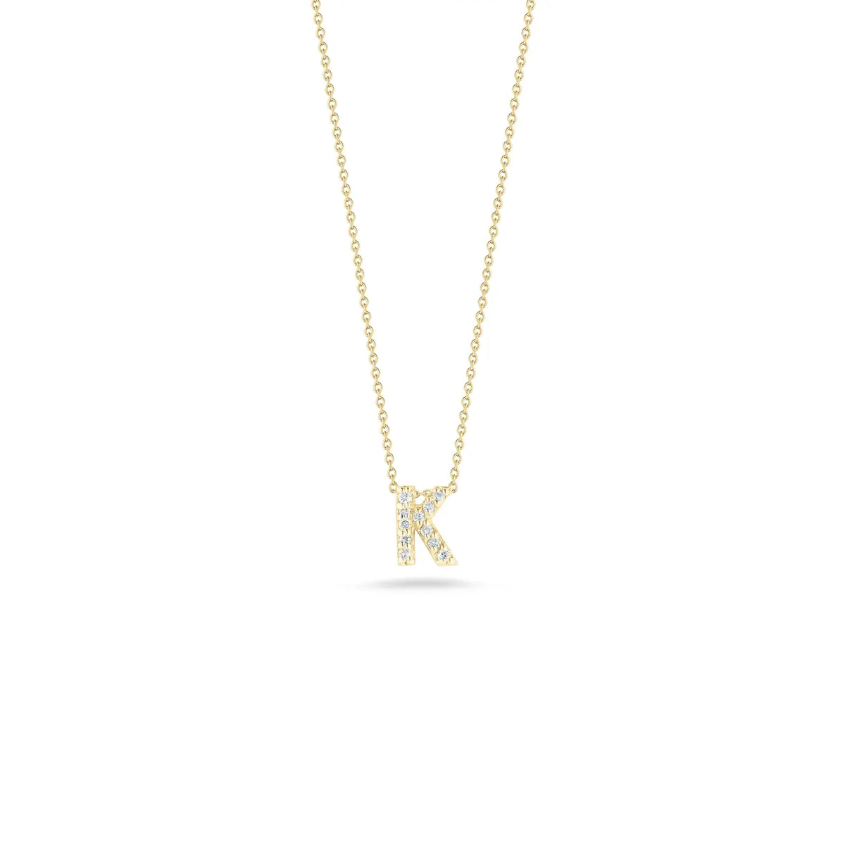 Roberto Coin 18K Yellow Gold 18" Tiny Treasures Diamond Love Letter K Necklace 0.06 ctw