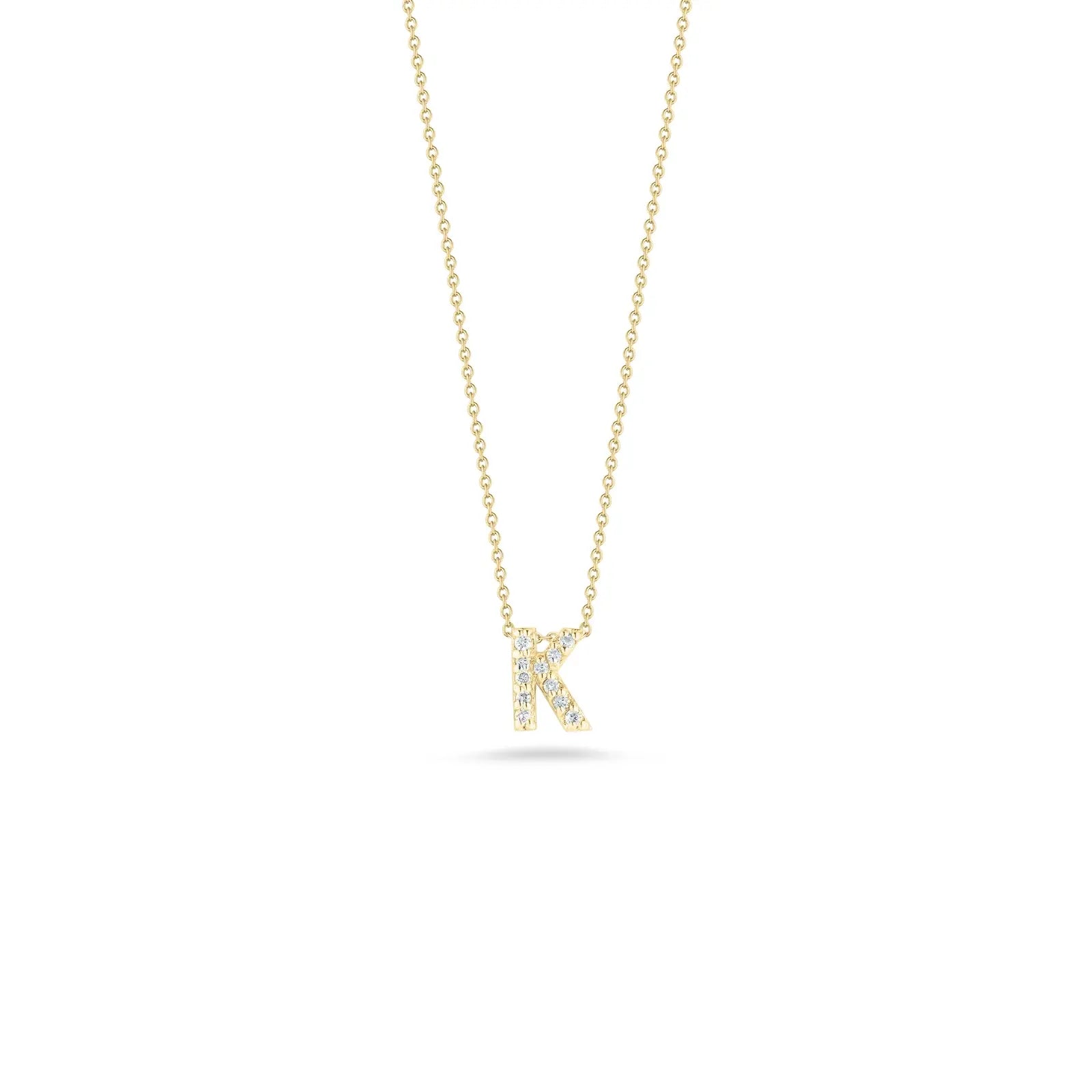 18KY Gold Tiny Treasures Diamond Love Letter "K" Necklace
