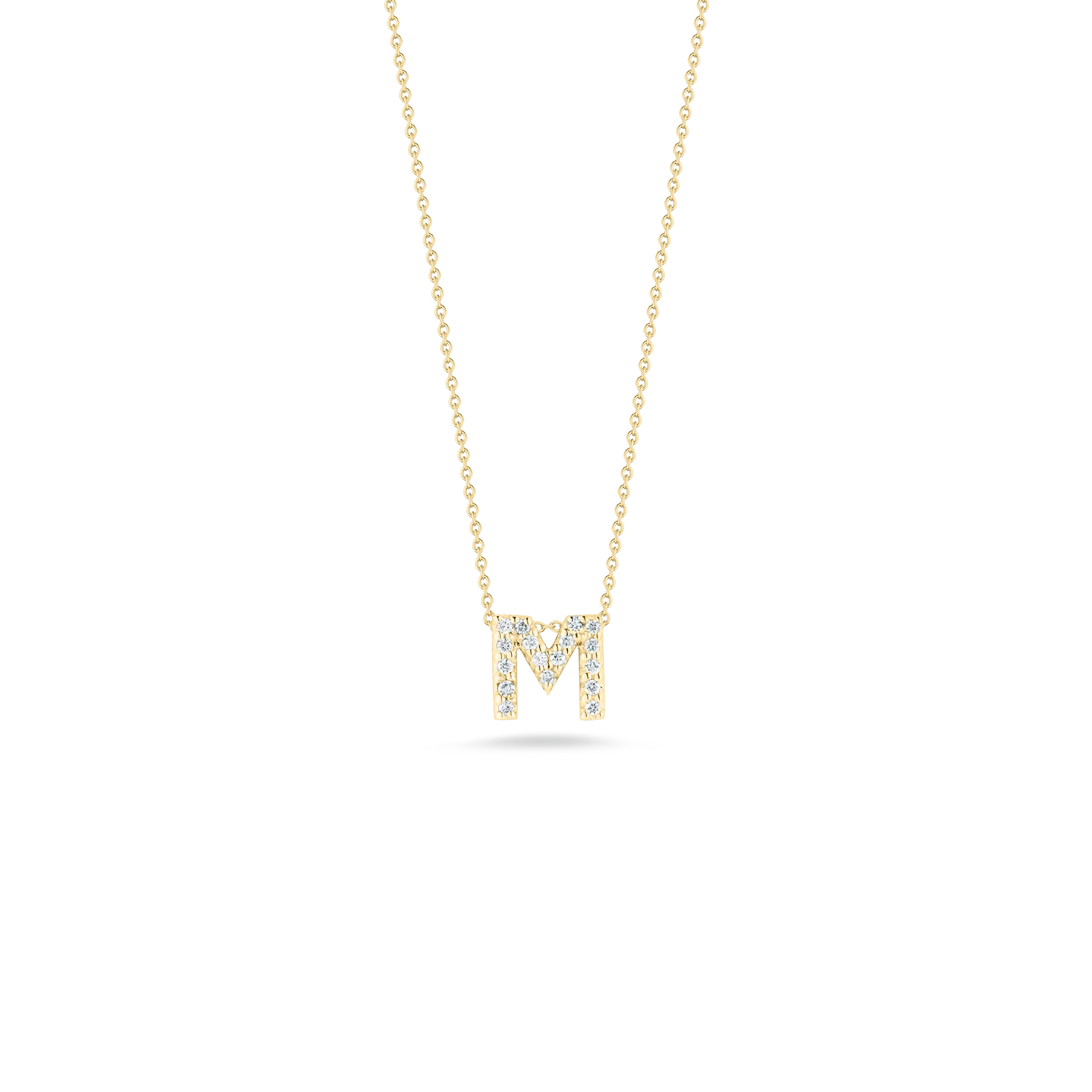 18KY Gold Tiny Treasures Diamond Love Letter "M" Necklace
