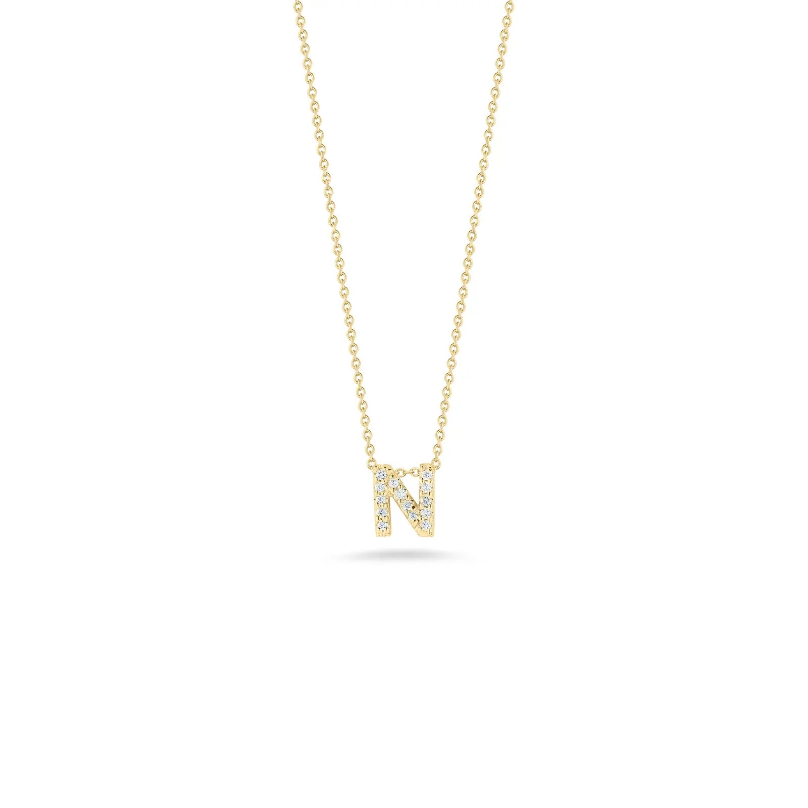 18KY Gold Tiny Treasures Diamond Love Letter "N" Necklace