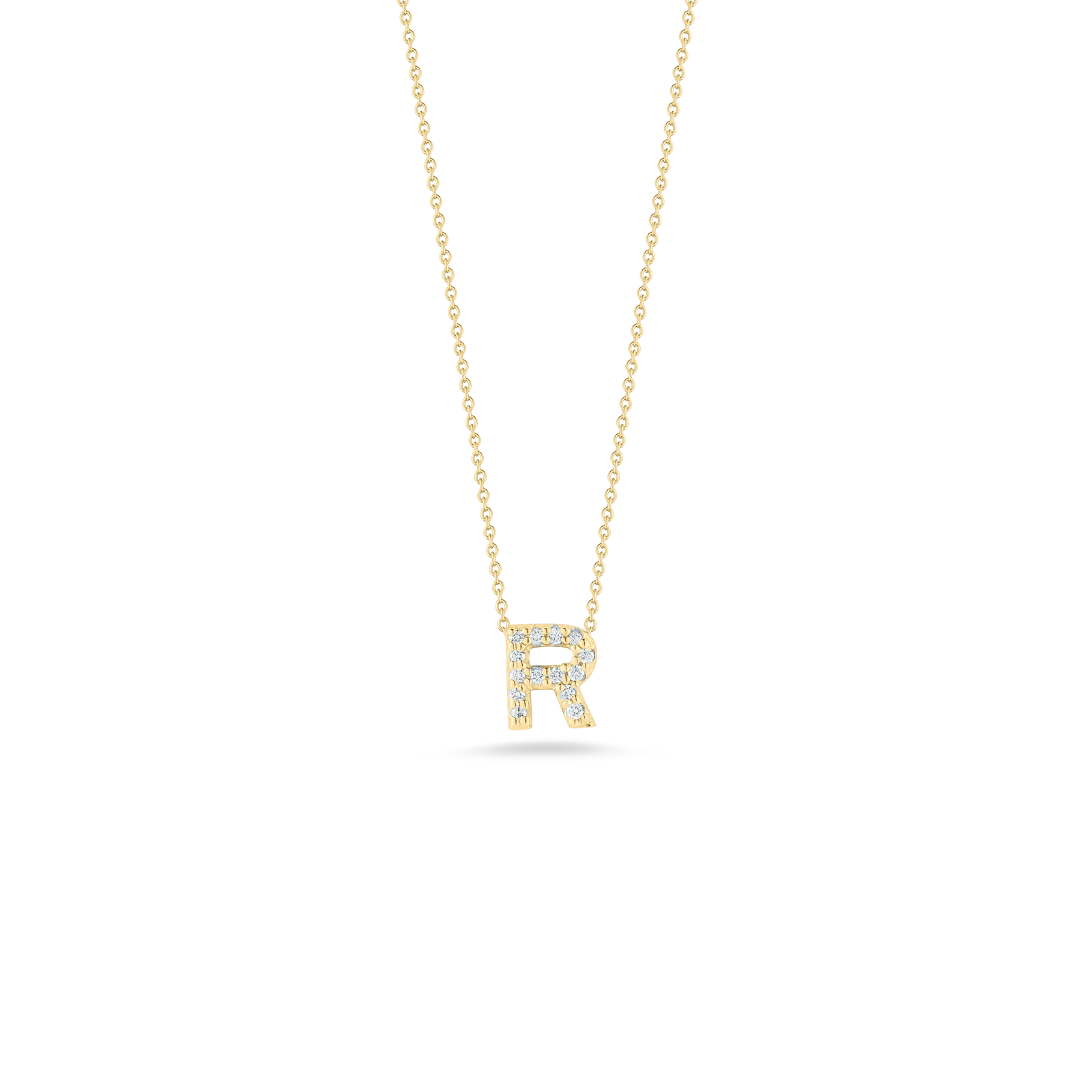 18KY Gold Tiny Treasures Diamond Love Letter "R" Necklace
