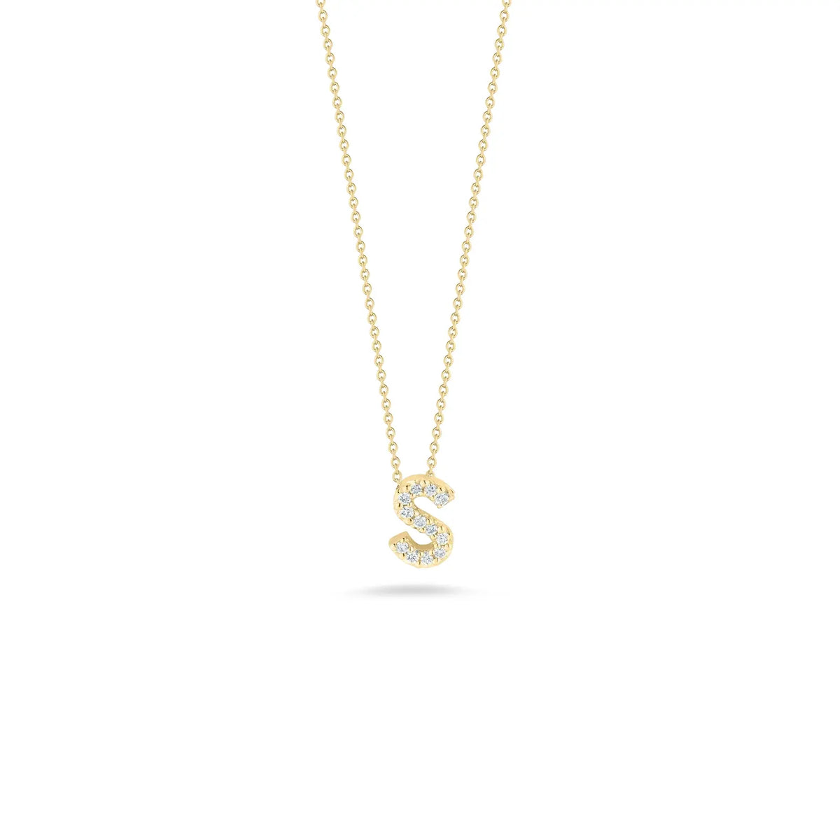 Roberto Coin 18K Yellow Gold 18" Tiny Treasures Diamond Love Letter S Necklace 0.05 ctw