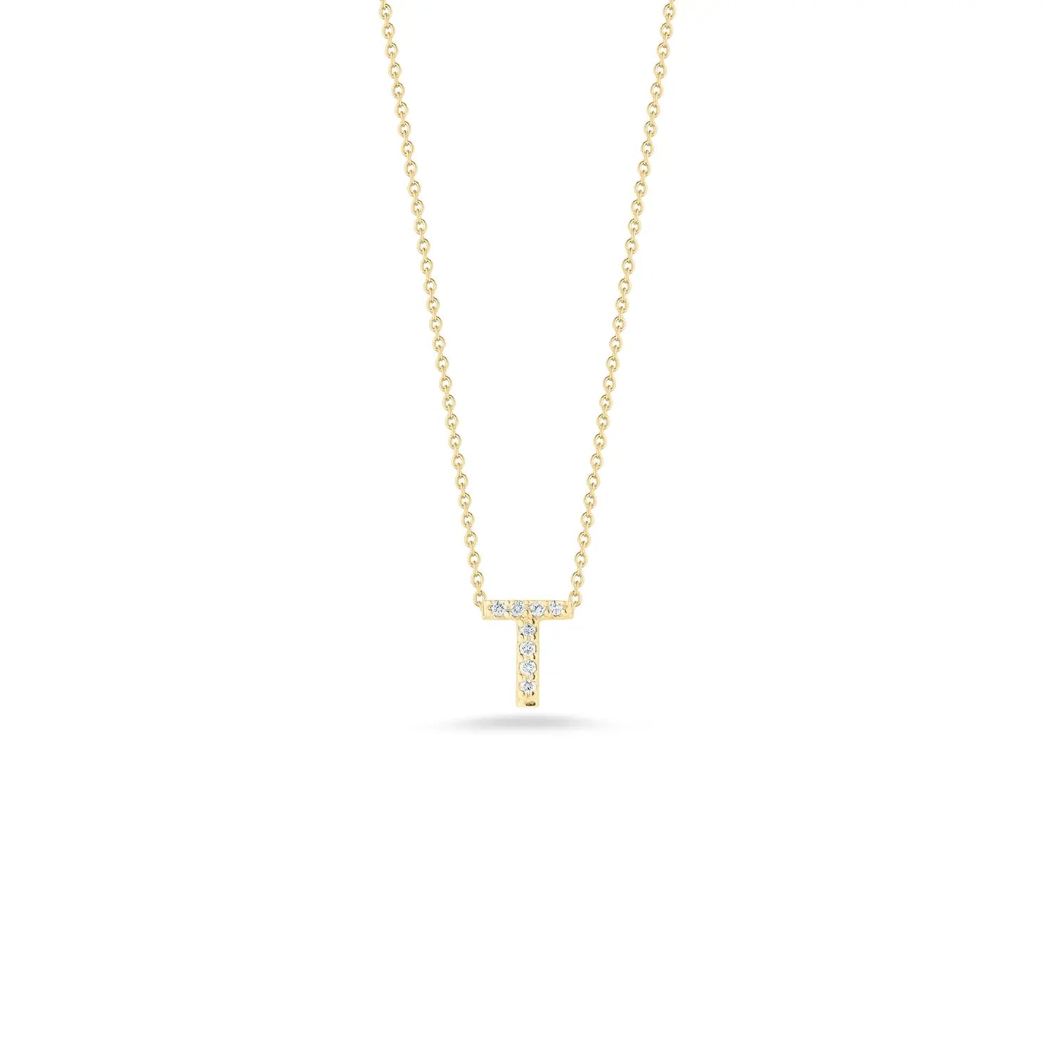 18KY Gold Tiny Treasures Diamond Love Letter "T" Necklace