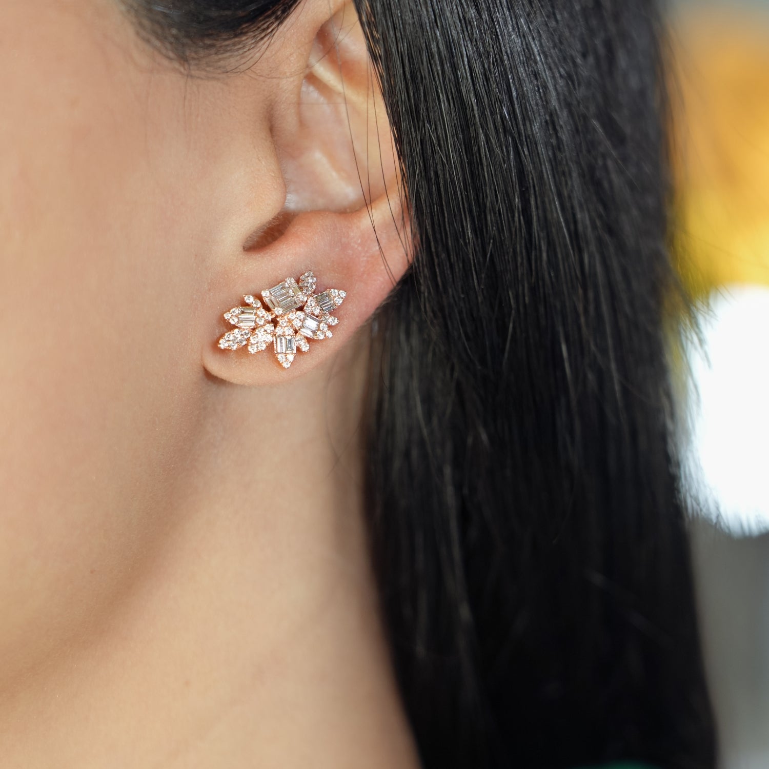 Cluster Diamond Stud Earrings