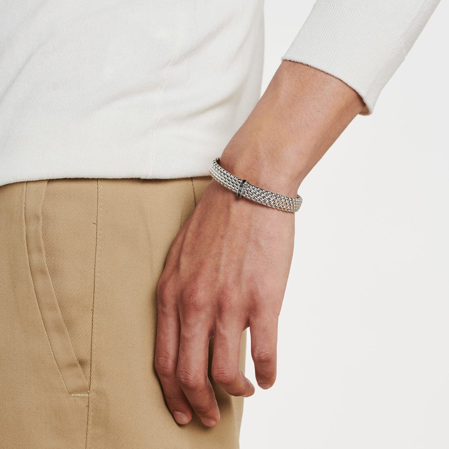 Panorama Collection 18K Yellow Gold Large Flex'it Bracelet with Black Diamonds