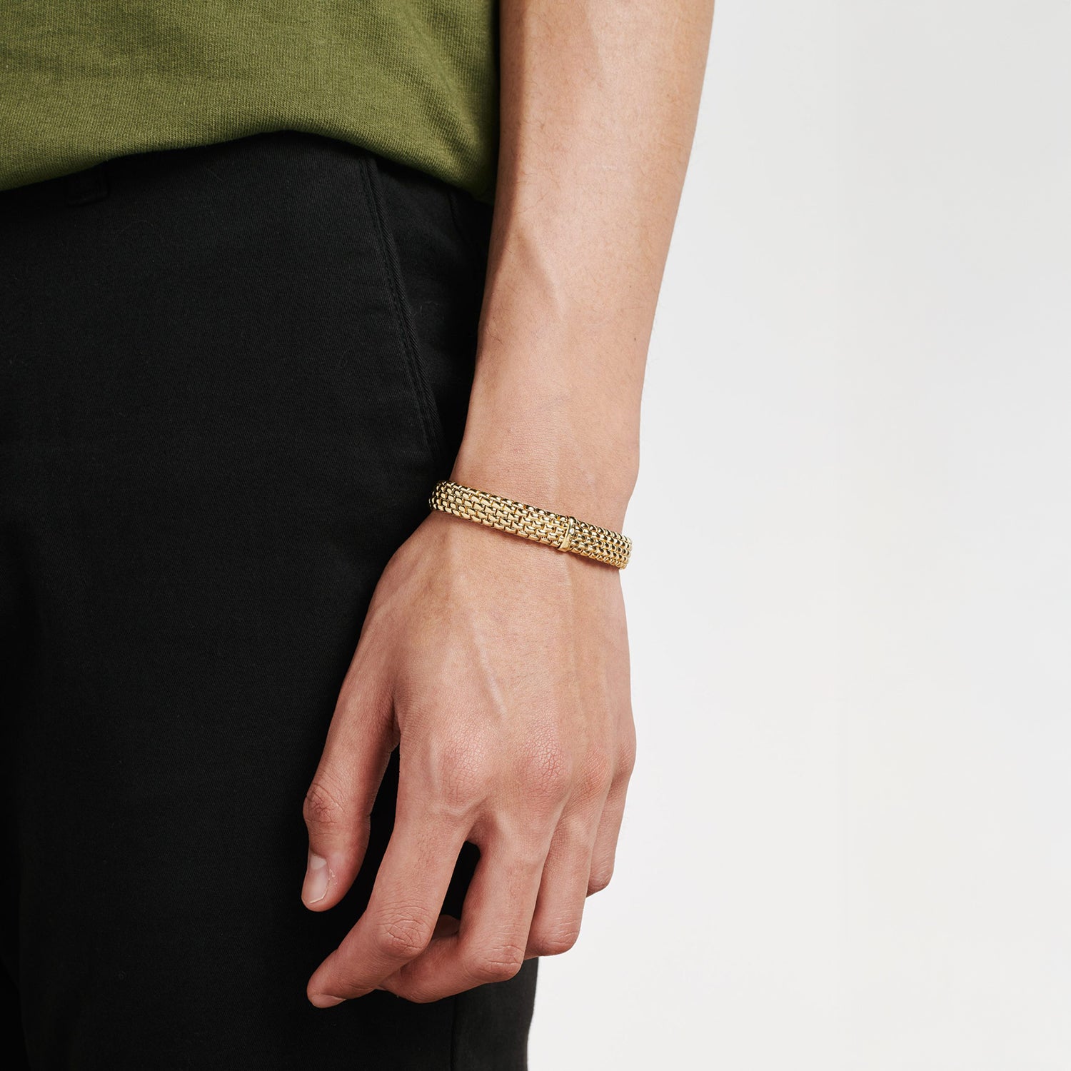 Panorama Collection 18K Yellow Gold XLarge Flex'it Bracelet with a White Diamond