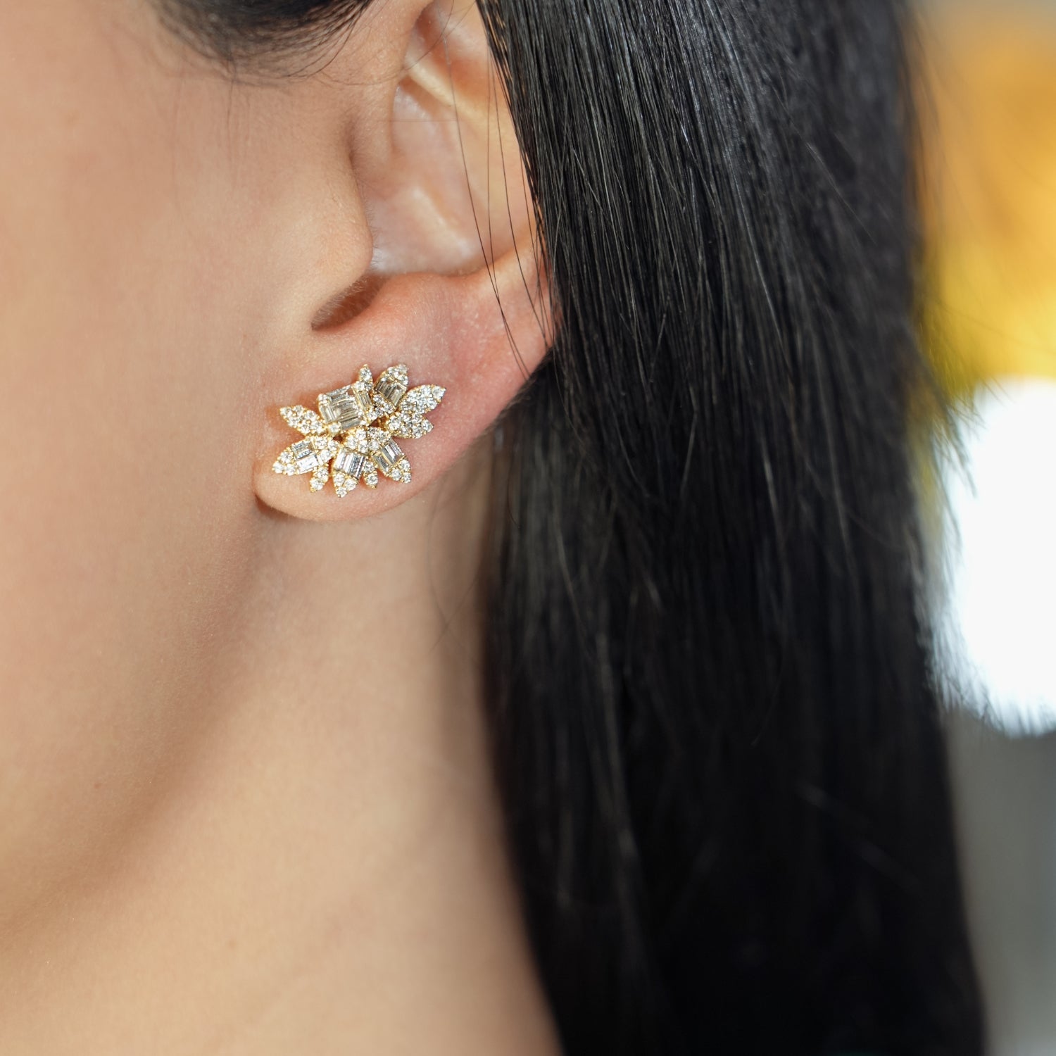 Cluster Diamond Stud Earrings