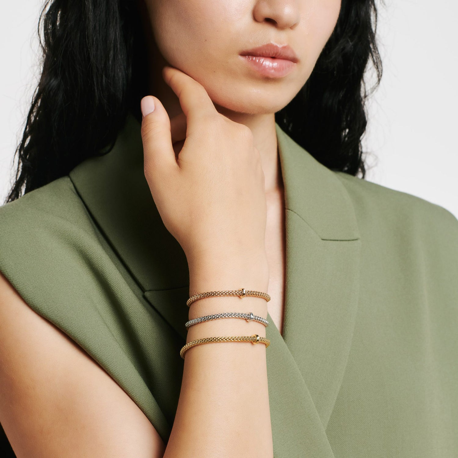 Prima 18K Yellow Gold Flex'it Bracelet with a White Diamond