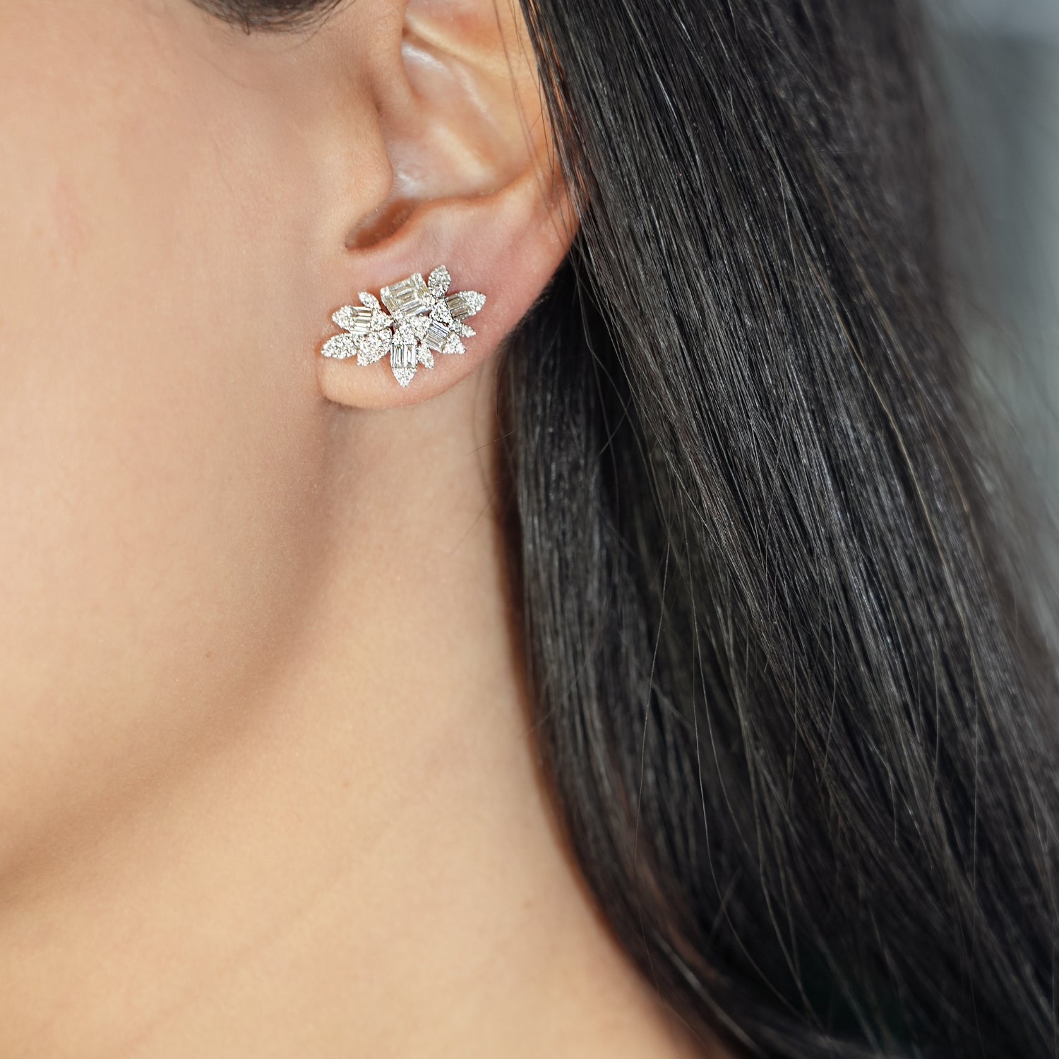 Cluster Diamond Stud Earrings