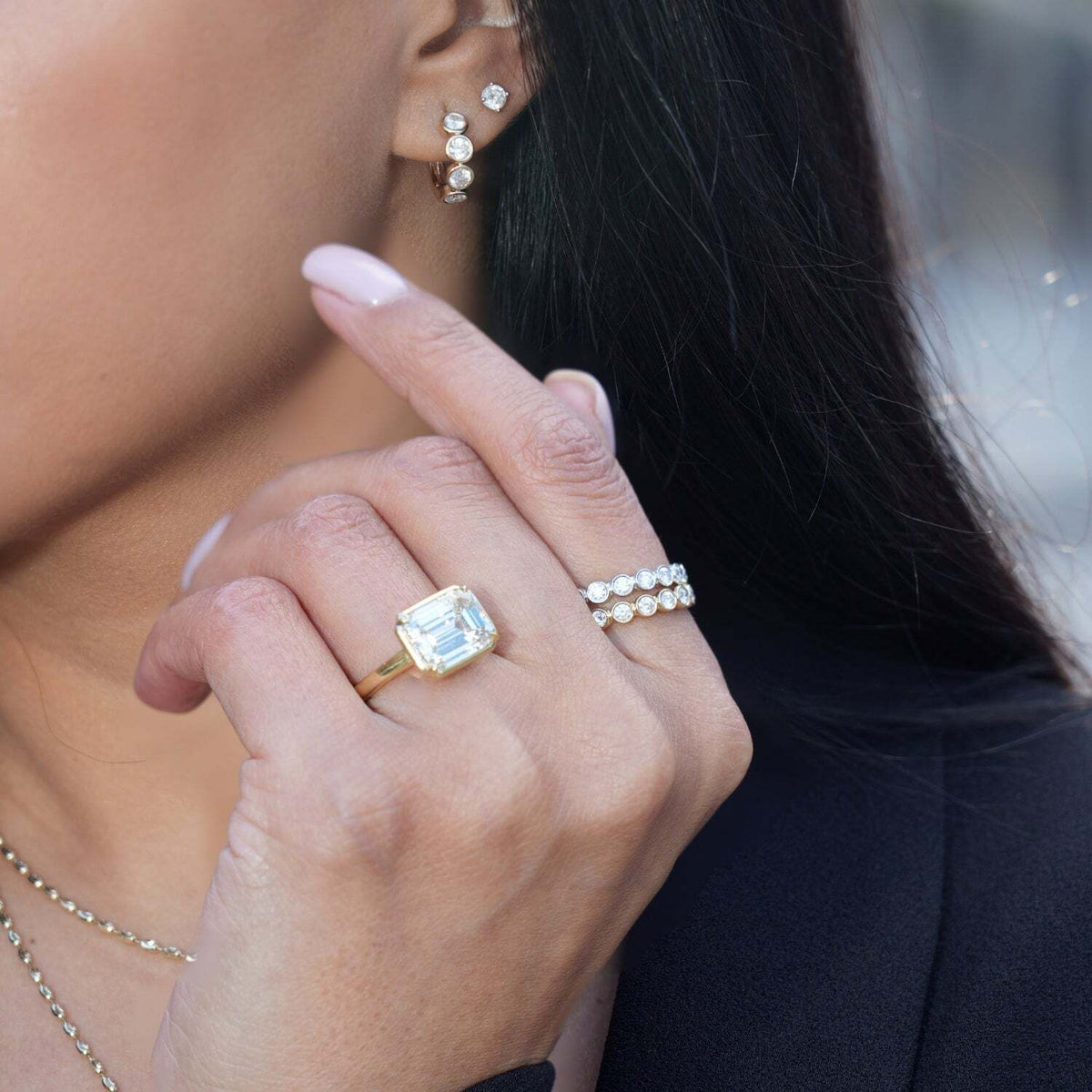 Video Thumbnail: 455 - 14k Gold Diamond Bezel Huggie Earrings 1.5ct