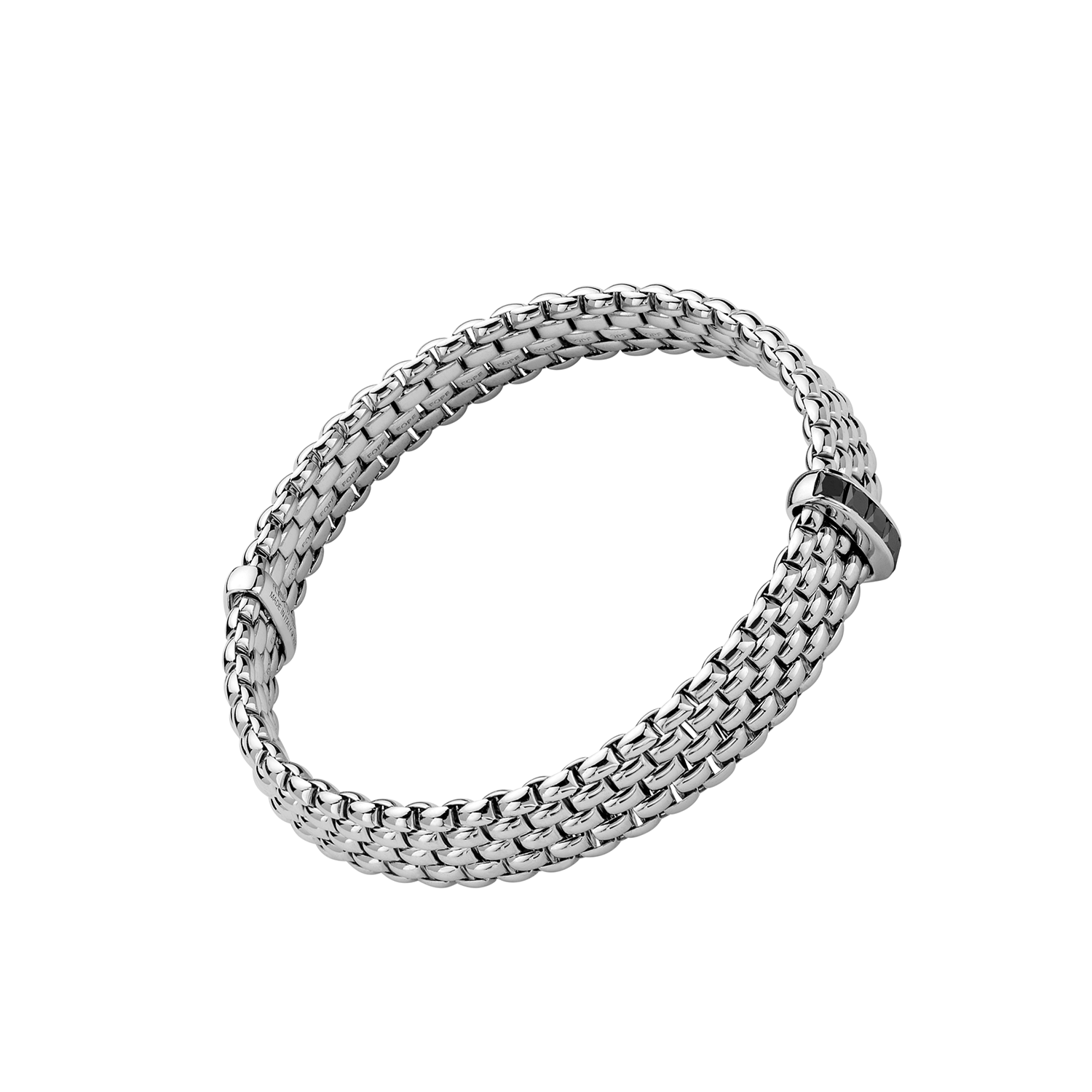 Panorama Collection 18K White Gold Large Flex'it Bracelet with Black Diamonds