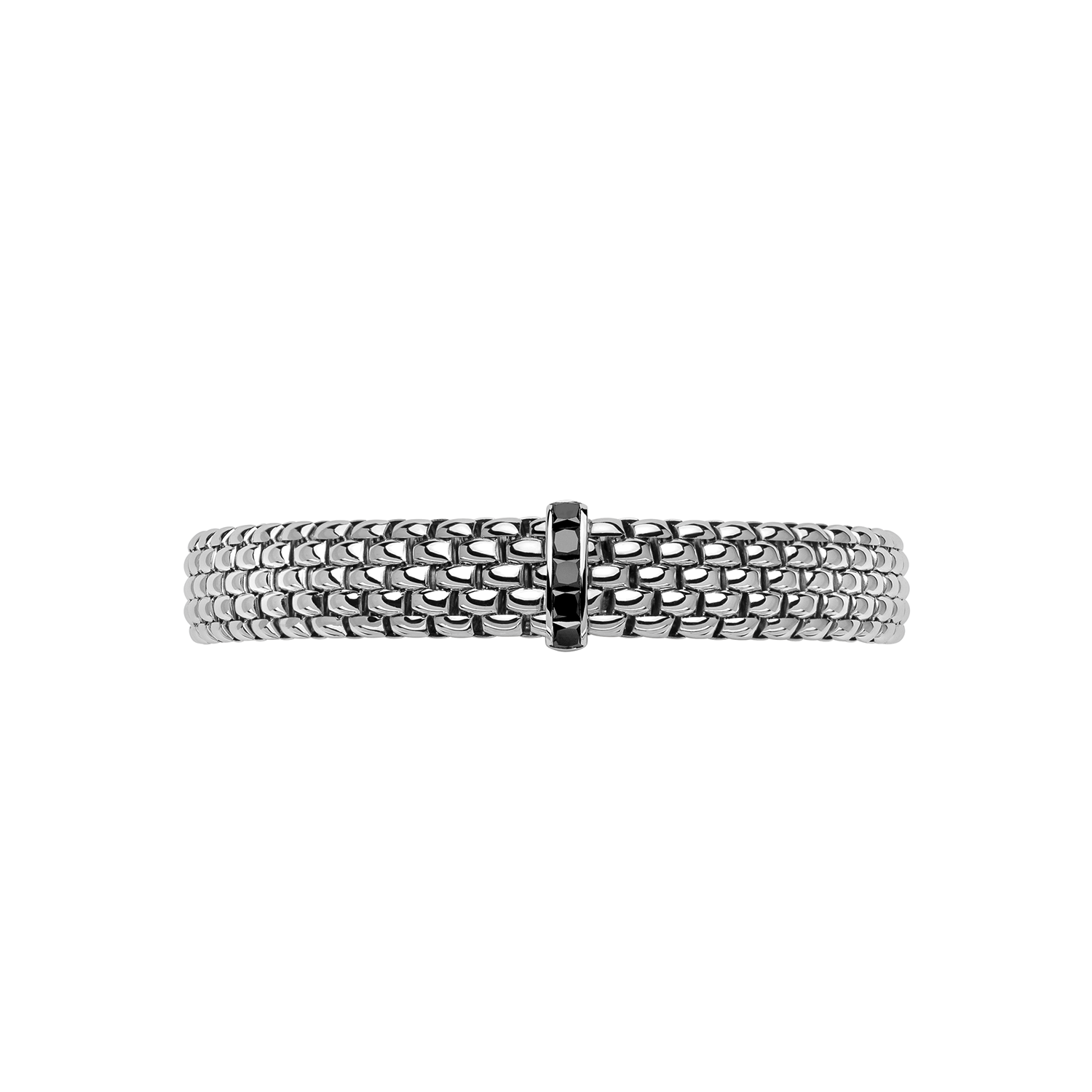 Panorama 18K White Gold Large Flex'it Bracelet with Black Diamonds