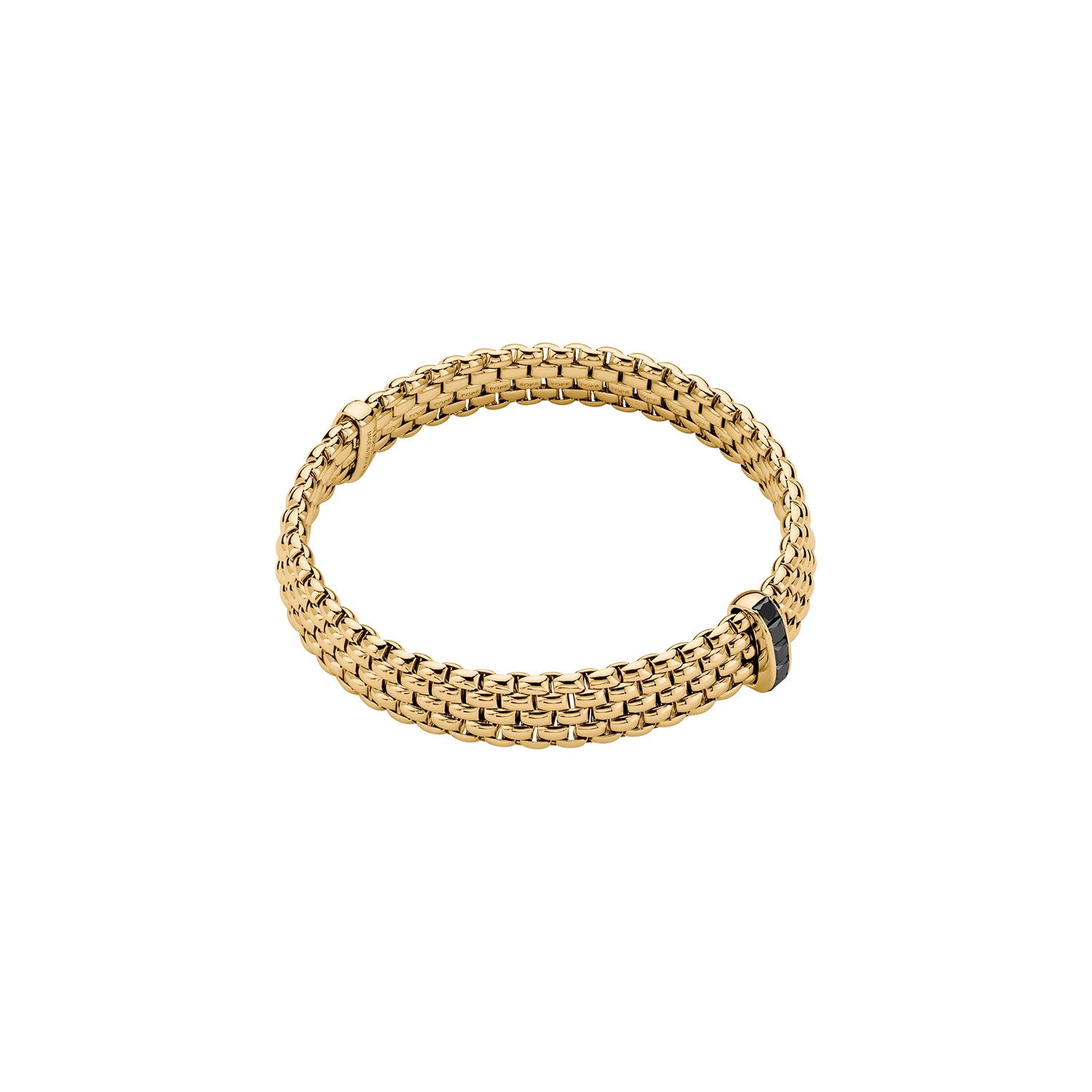 Panorama 18K Yellow Gold Large Flex'it Bracelet with Black Diamonds