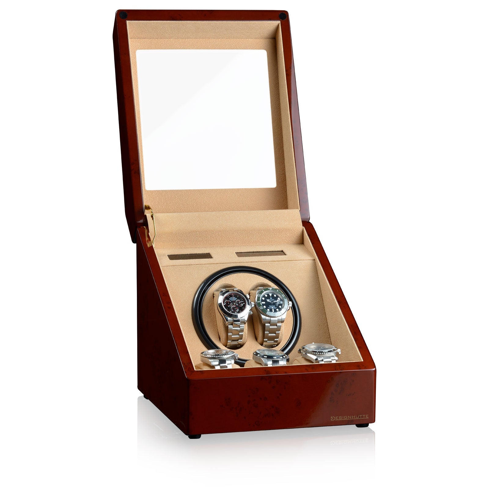 Video Thumbnail: 70005 43 03 - Designhütte Monaco Watch Winder in Burl Wood for 2 Watches