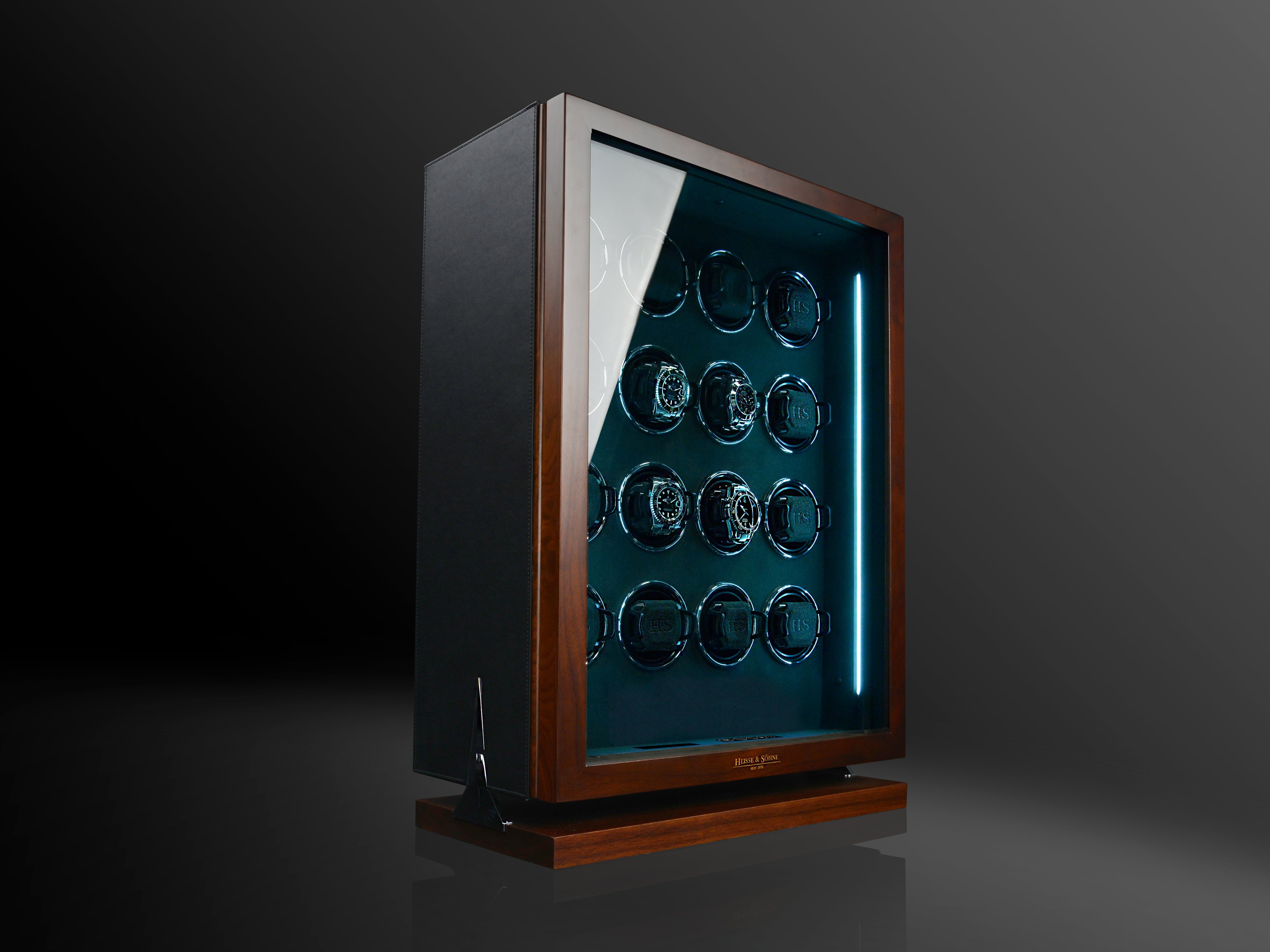 Video Thumbnail: 70019 132 33 37 a 01 - Heisse &amp; Söhne Triton Watch Winder for 16 Watches - Walnut &amp; Black