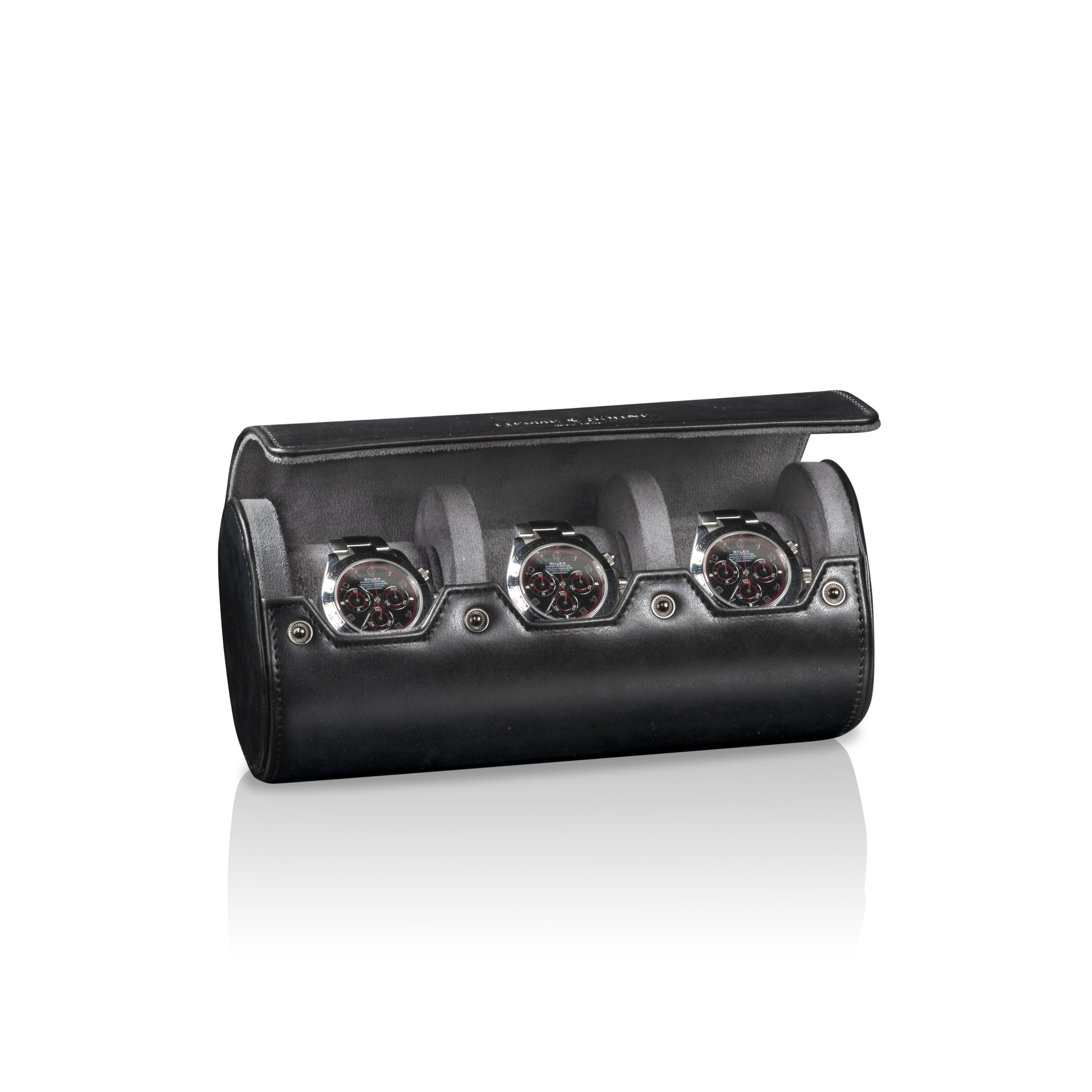 Vintage 3 Watch Roll Black