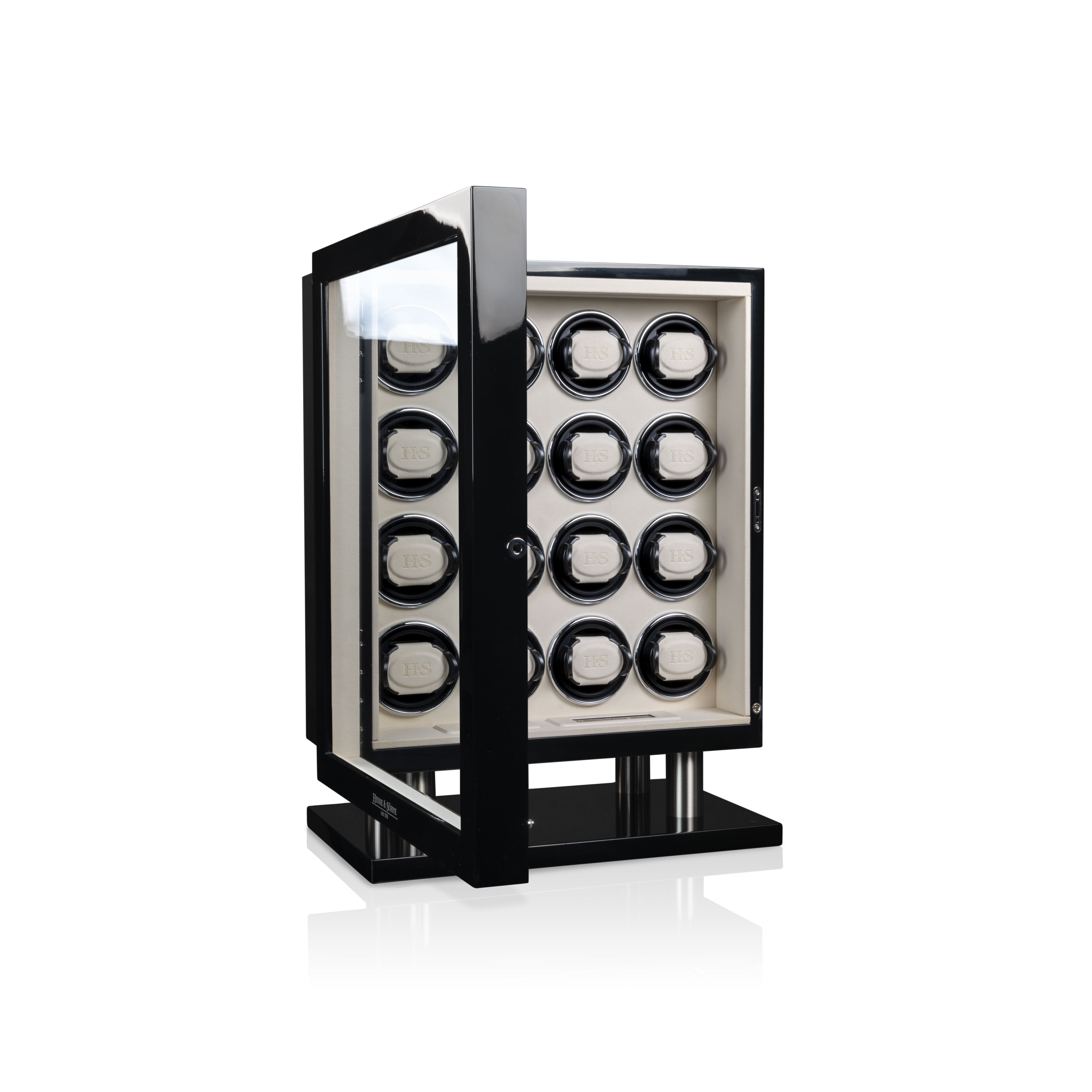 Video Thumbnail: 70019 235 11 02 - Heisse &amp; Söhne Collector Watch Winder for 16 Watches in Black &amp; Cream