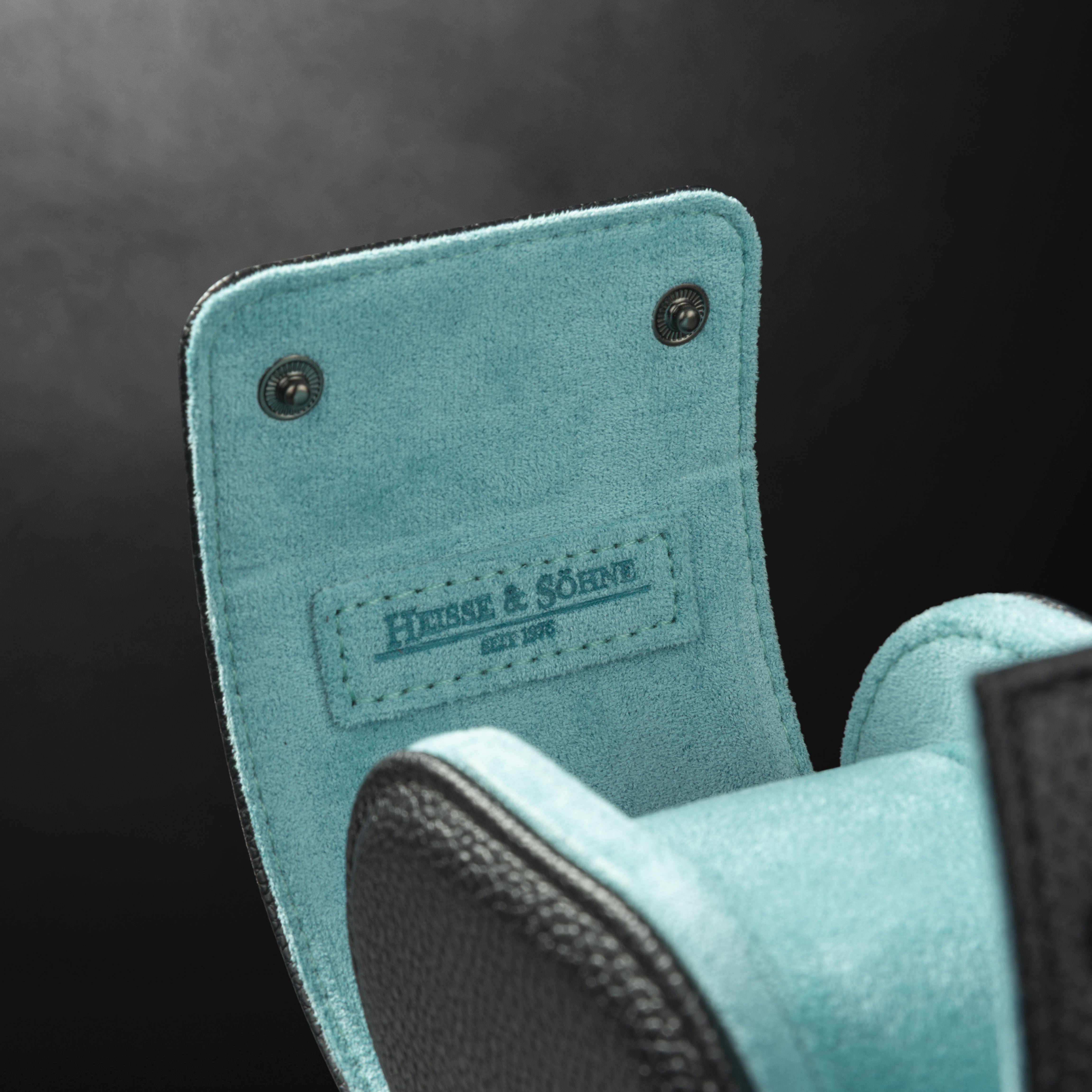 Charles Single Watch Roll Black & Turquoise