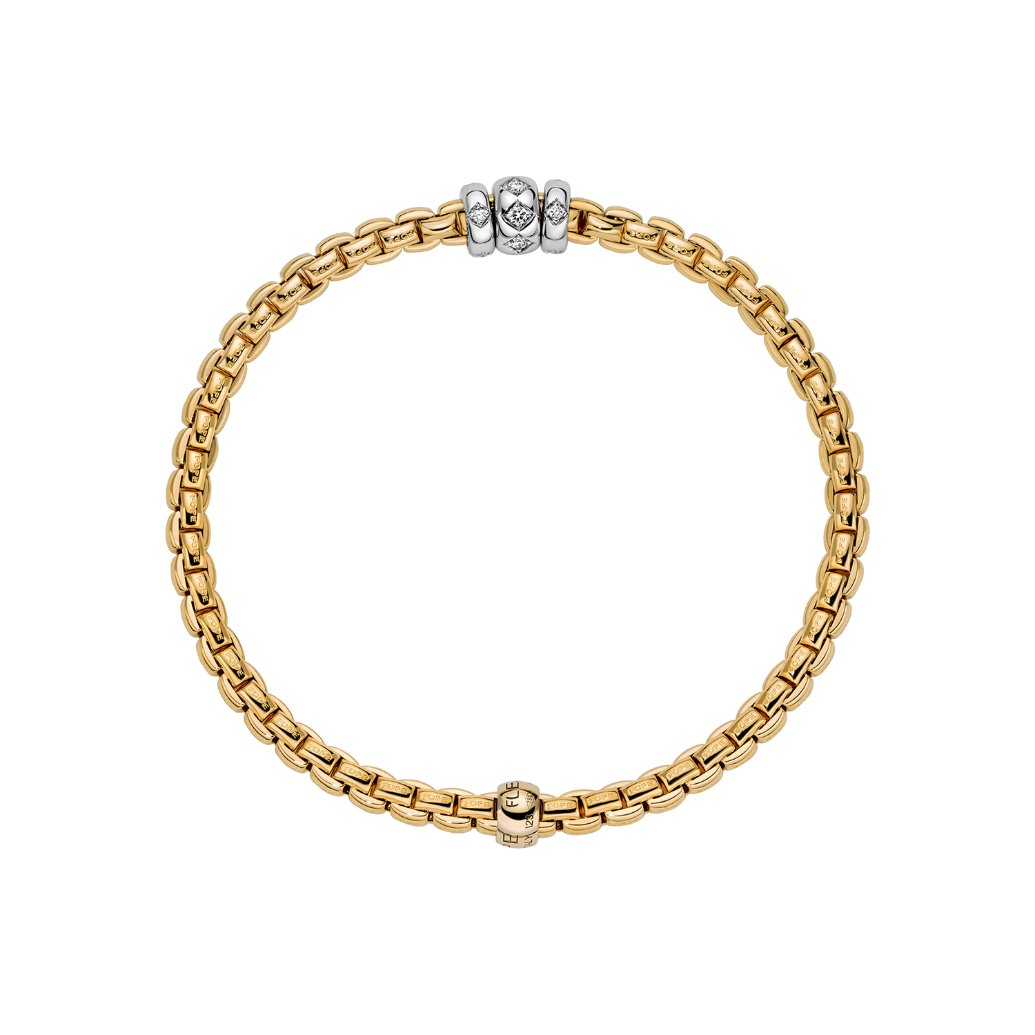 Eka 18K Yellow Gold Flex'it Bracelet With Rhombus-set Diamonds Medium