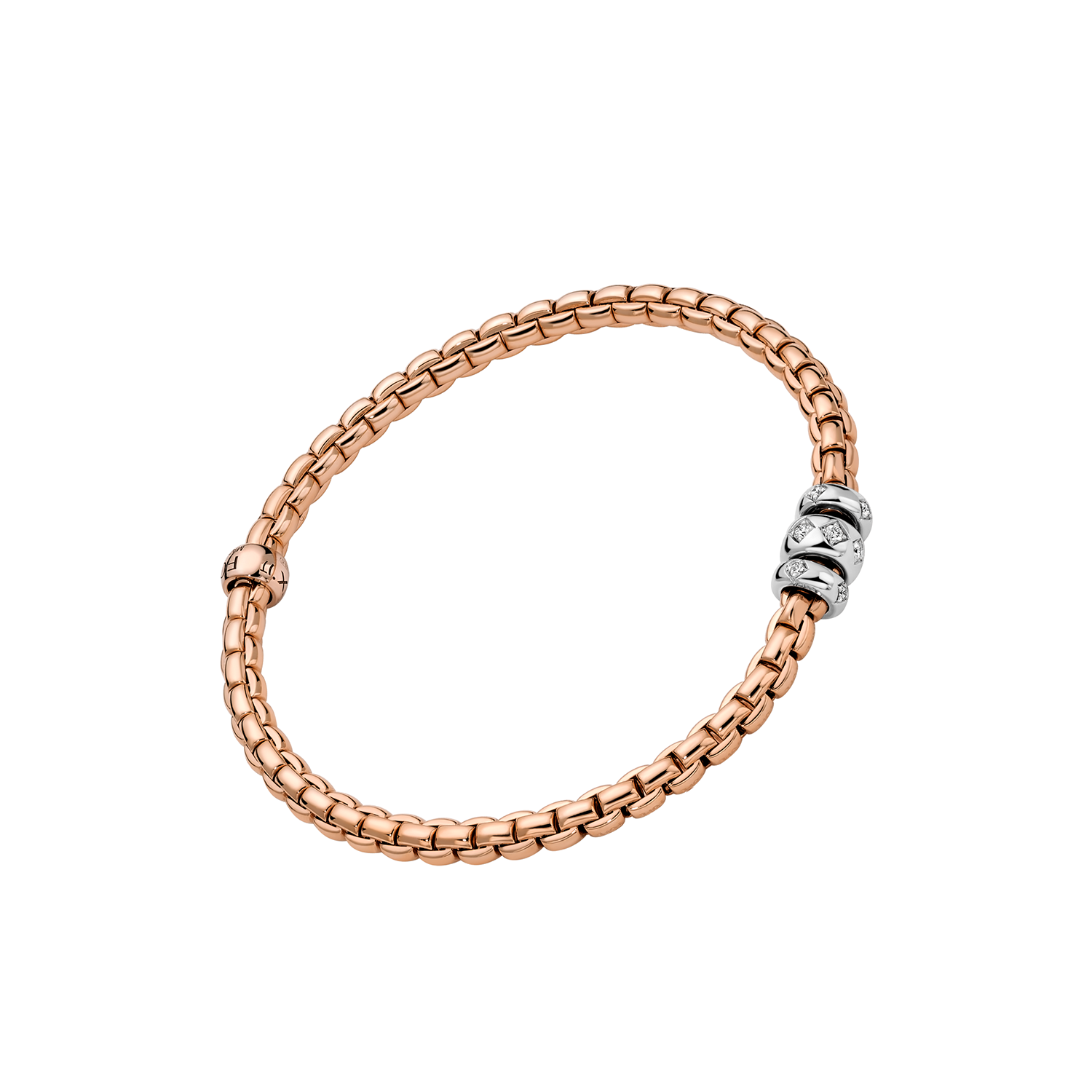 Eka 18K Rose Gold Flex'it Bracelet With Rhombus-set Diamonds Medium
