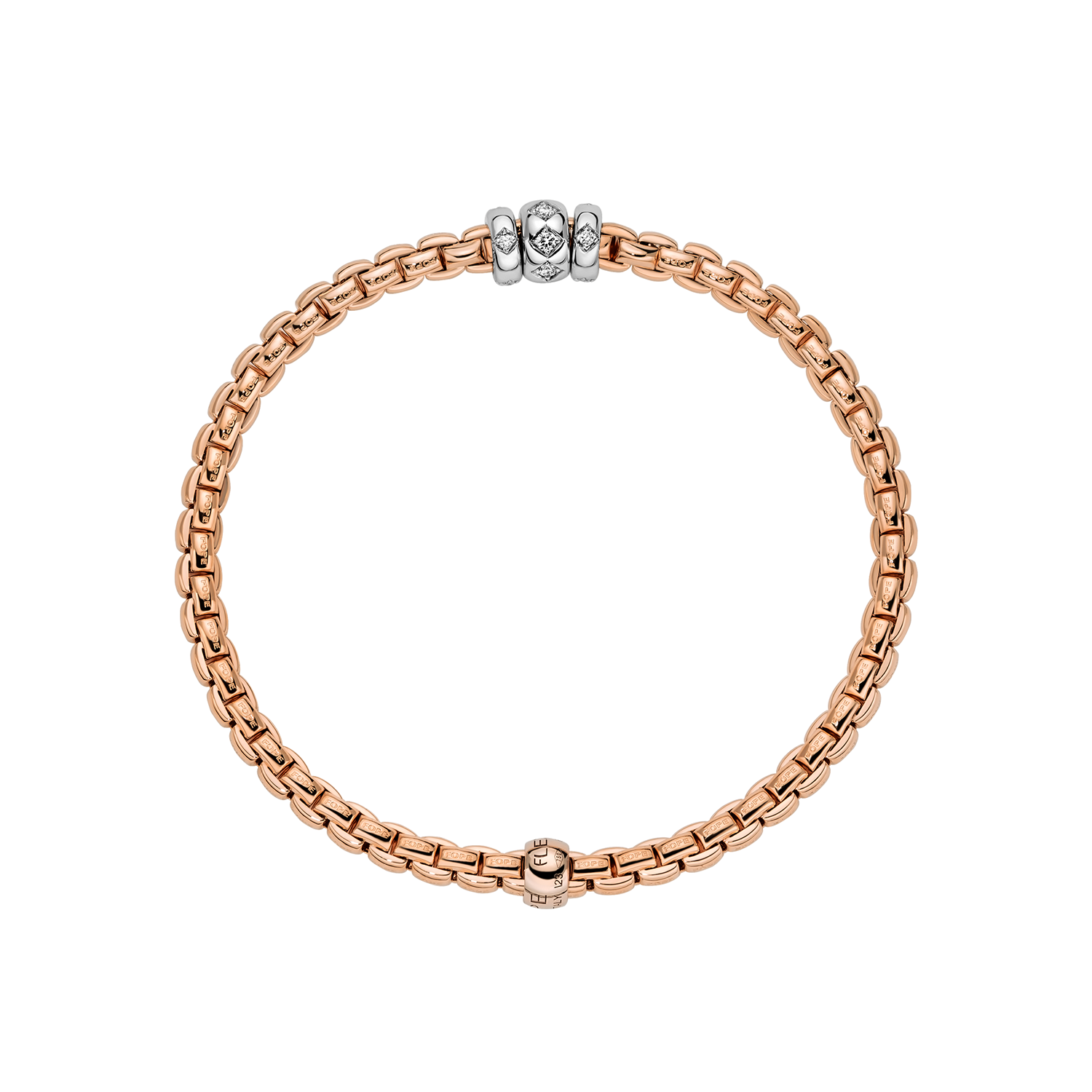 Eka 18K Rose Gold Flex'it Bracelet With Rhombus-set Diamonds Medium